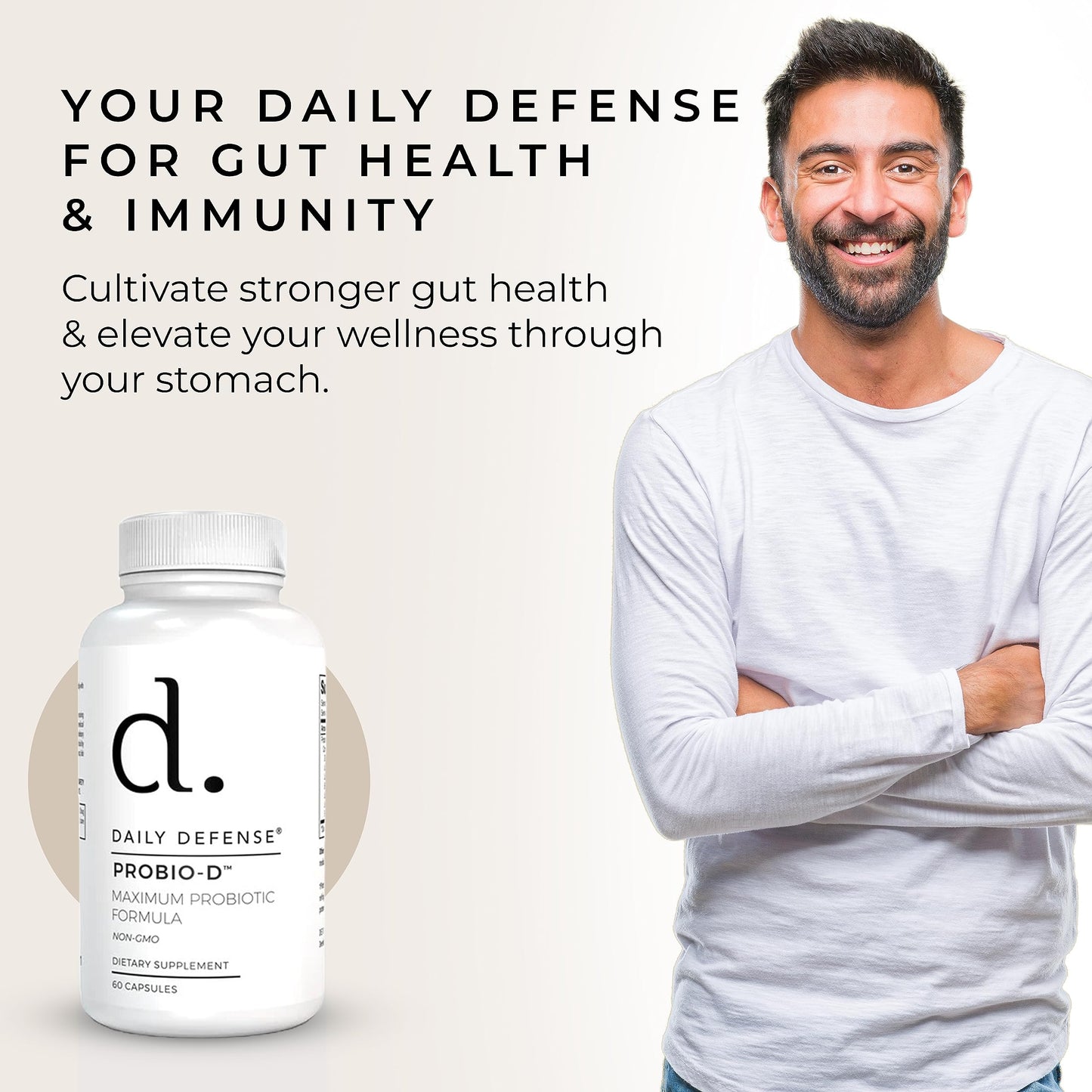 Daily Defense Probiotic Immune Support Supplement - Daily Probiotics for Men with Constipation & Gas - Digestion and Bloating Supplement & Probiotics for Women - 60 Capsules, PROBIO-D Daily DefenseBuy Supplements Australia