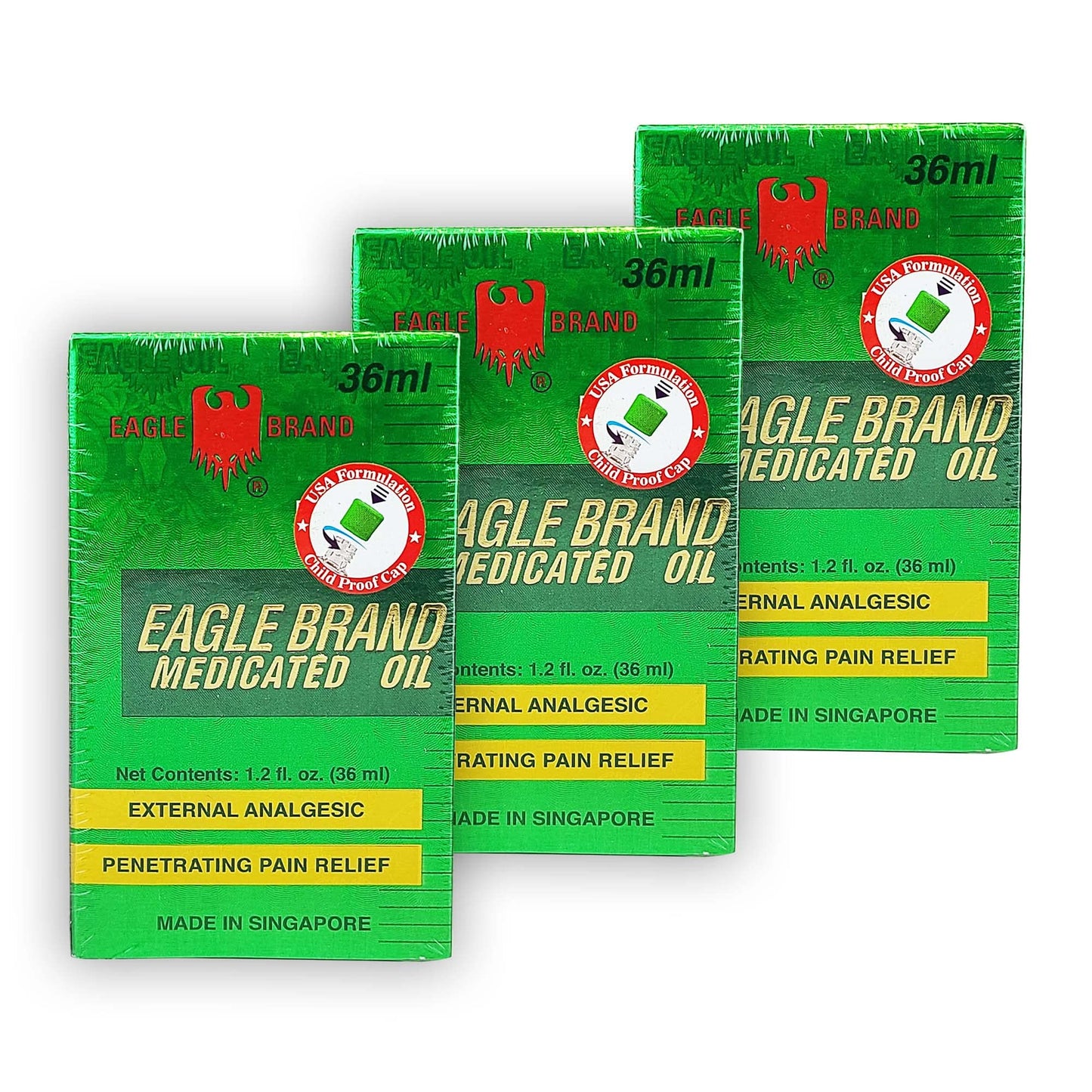 Eagle Brand Medicated Green Oil 36mL 1.2 fl oz Large Pack of 3 Eagle BrandBuy Supplements Australia