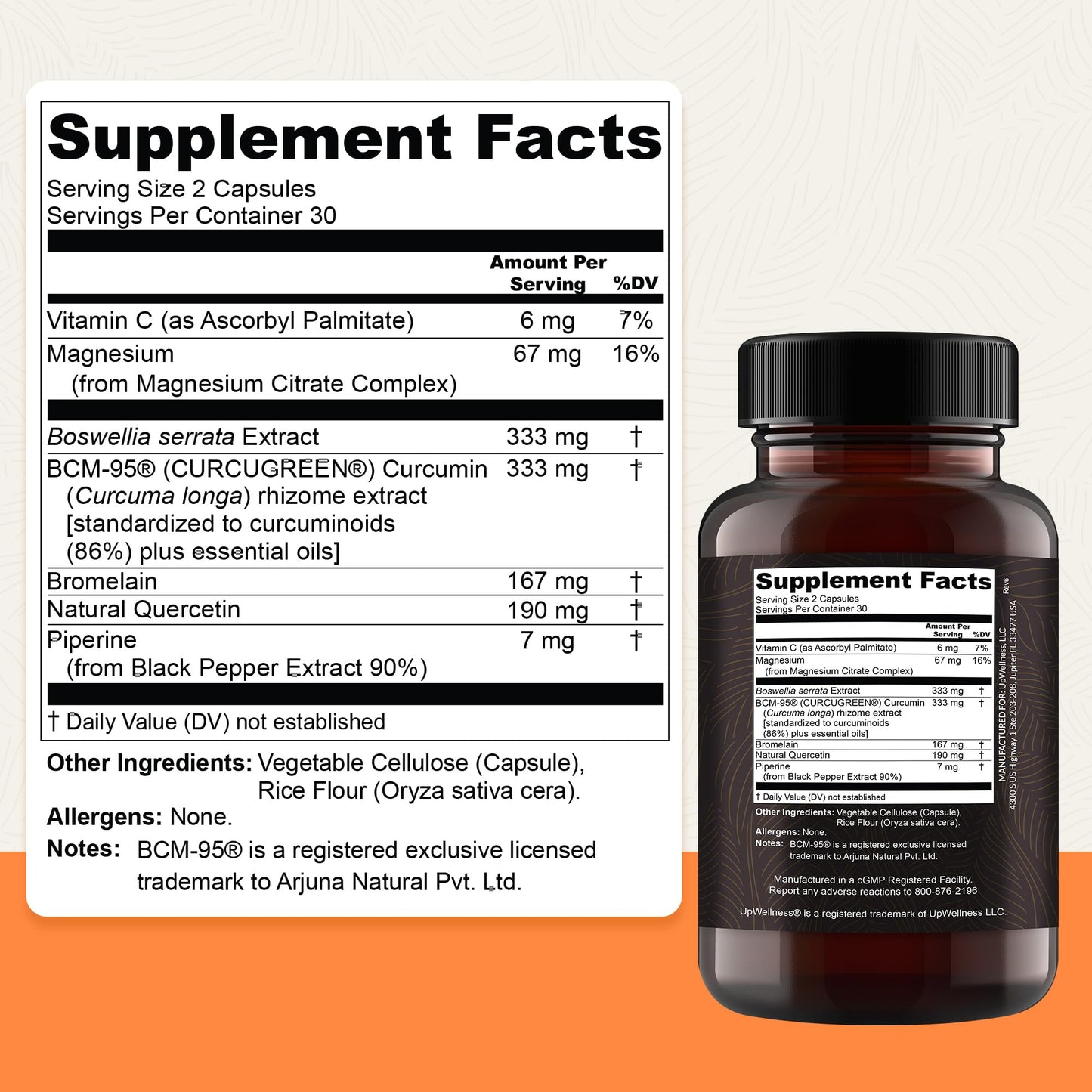 UpWellness Golden Revive + Joint Support Supplement Featuring Turmeric with Black Pepper, Quercetin, and Magnesium- Turmeric Boswellia Supplement - 6 Active Ingredients for Joint Care - 60 Capsules UpWellnessBuy Supplements Australia