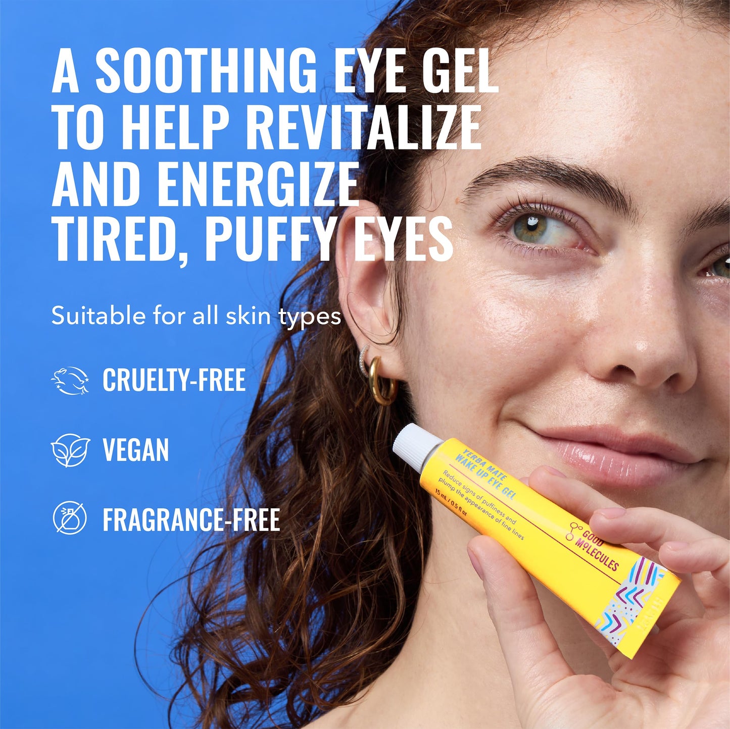 Good Molecules Yerba Mate Wake Up Eye Gel - Hydrating Under Eye Gel Cream with Hyaluronic Acid and Caffeine