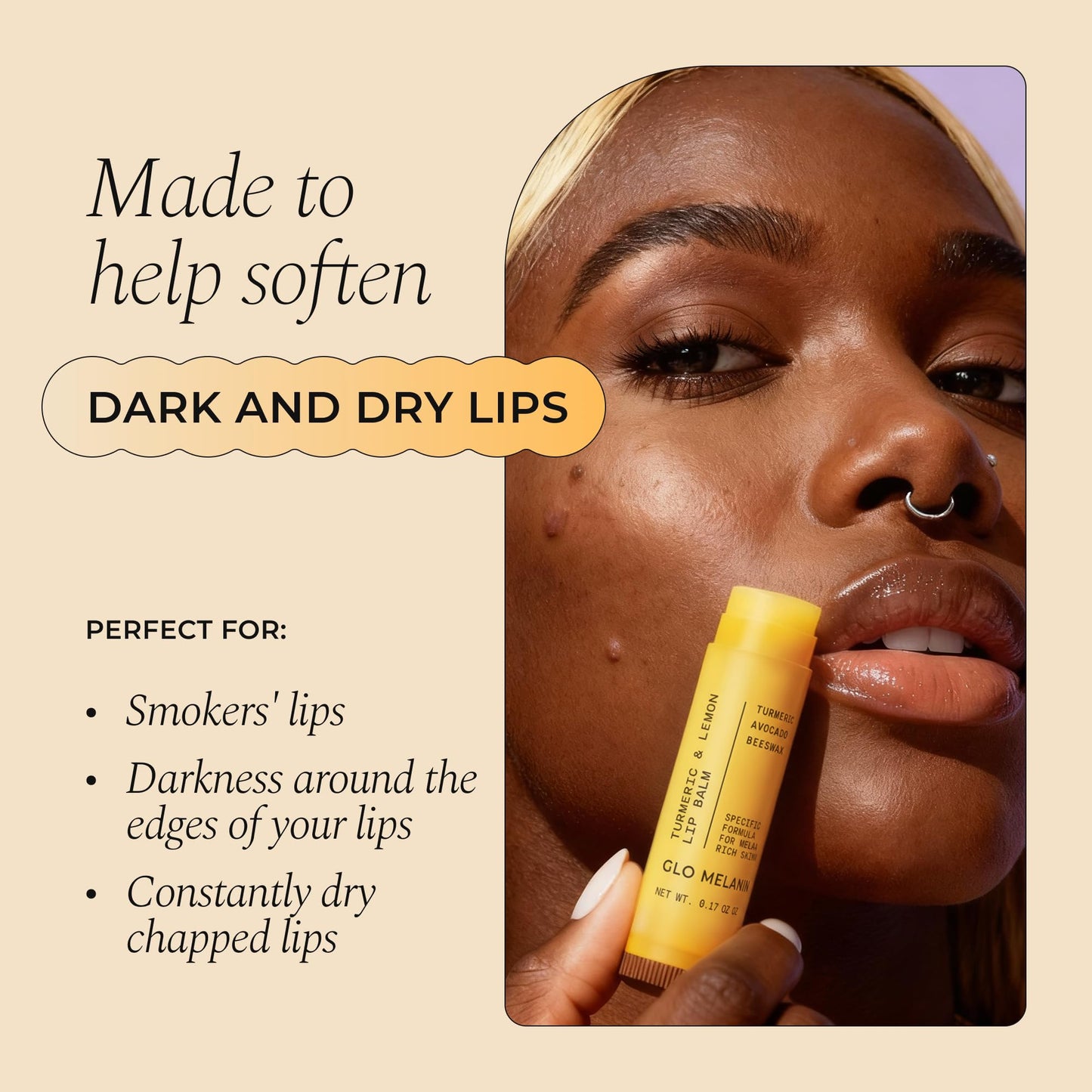 Glo Melanin All Natural Lemon and Turmeric Lip Balm - Natural Lip Balm Illuminate Your Smile
