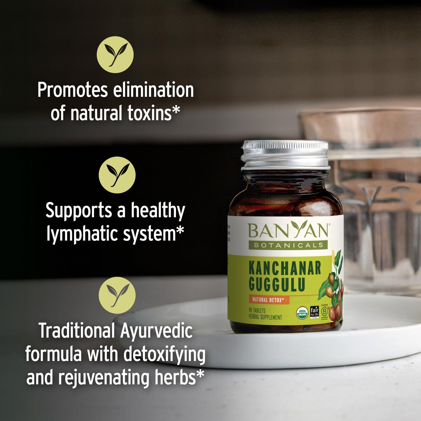 Banyan Botanicals Kanchanar Guggulu Tablets – Organic Lymph Supplement with Guggulu Resin – Promotes the Healthy Elimination of Natural Toxins* – 90 Tablets – Non-GMO Sustainably Sourced Vegan Banyan BotanicalsBuy Supplements Australia
