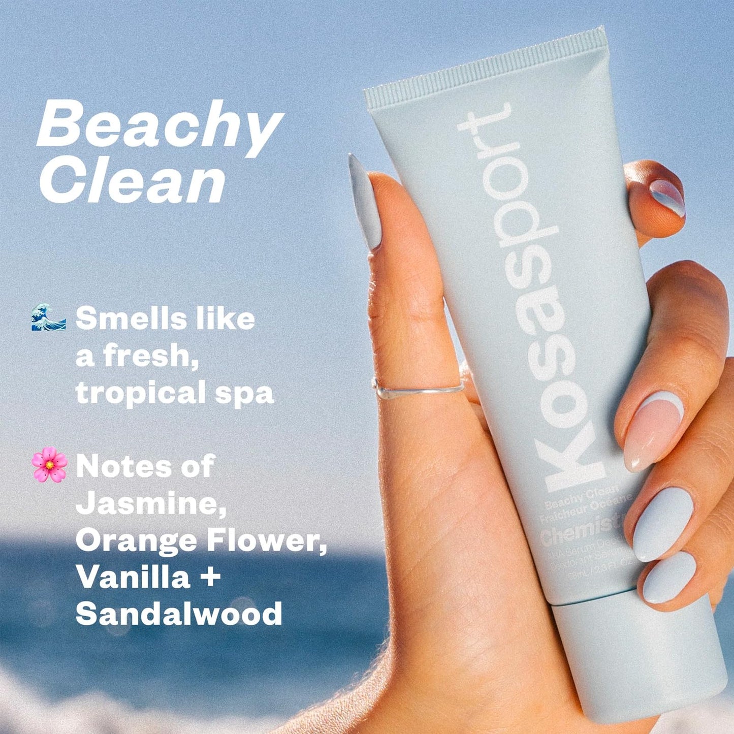 Kosas Chemistry Deodorant - Aluminium and Baking Soda Free + BO-Fighting AHA Serum that Exfoliates, Softens, and Nourishes the Skin, (Beachy Clean) KosasBuy Supplements Australia