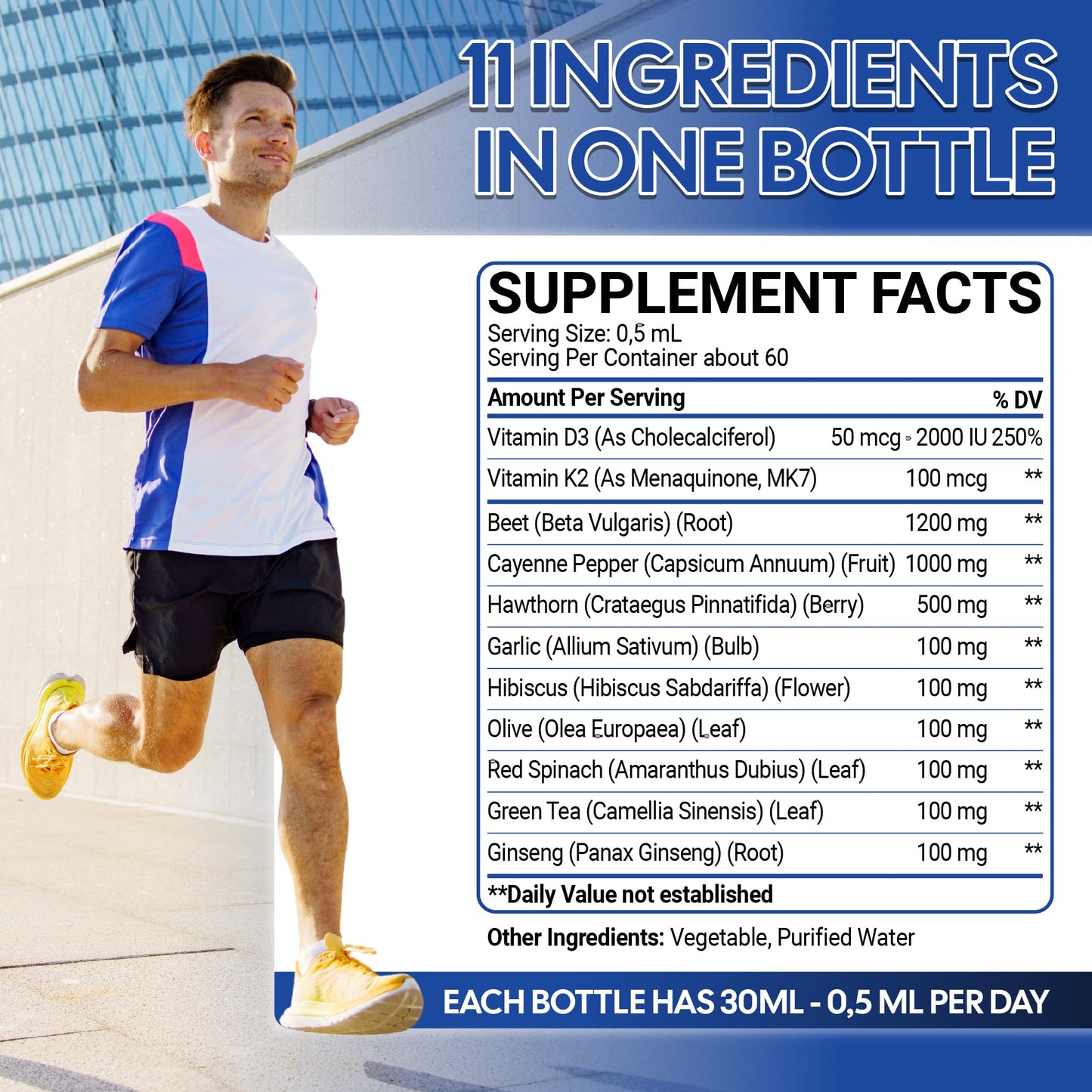 11in1 Beet Root Liquid Drops - Support Overall Wellness - with Vitamin D3, Vitamin K2, Hawthorn Berry, Cayenne Pepper, Garlic, Hibiscus, Olive, Red Spinach, Green Tea - 1 FL Oz - 60 Day Supply MeciscoBuy Supplements Australia