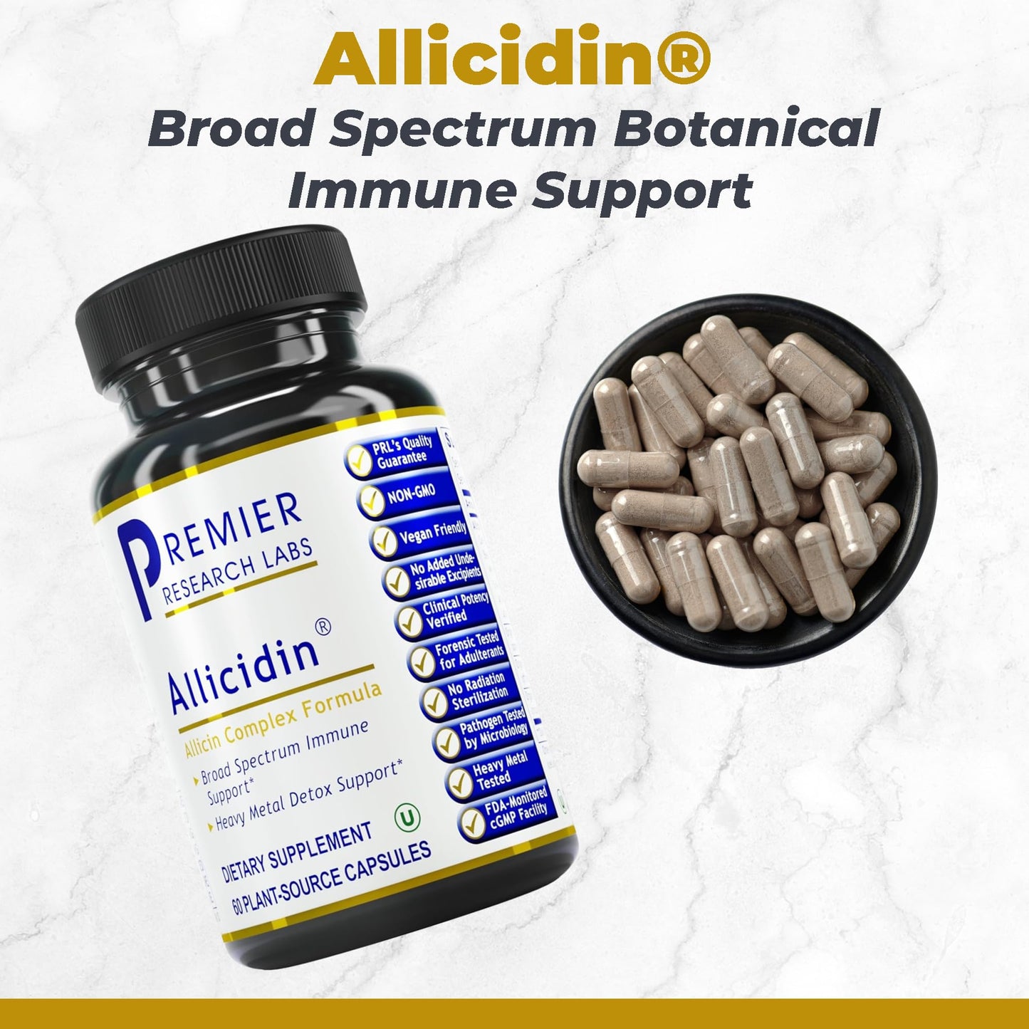 Premier Research Labs Allicidin - Garlic Allicin Supplement, Garlic Supplements, Garlic Pills, Allicin Extract, Garlic Extract, Odorless Garlic Capsules, Immune Support - 60 Vegetarian Capsules Premier Research LabsBuy Supplements Australia
