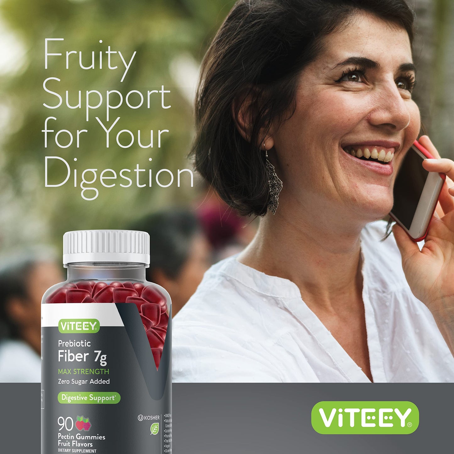 VITEEY Prebiotic Fiber Gummies for Adults, 7g - Gut Health & Digestive Soluble Fiber Supplement Gummies - Zero Sugar Added, Vegan, Gluten-Free - 180 Count