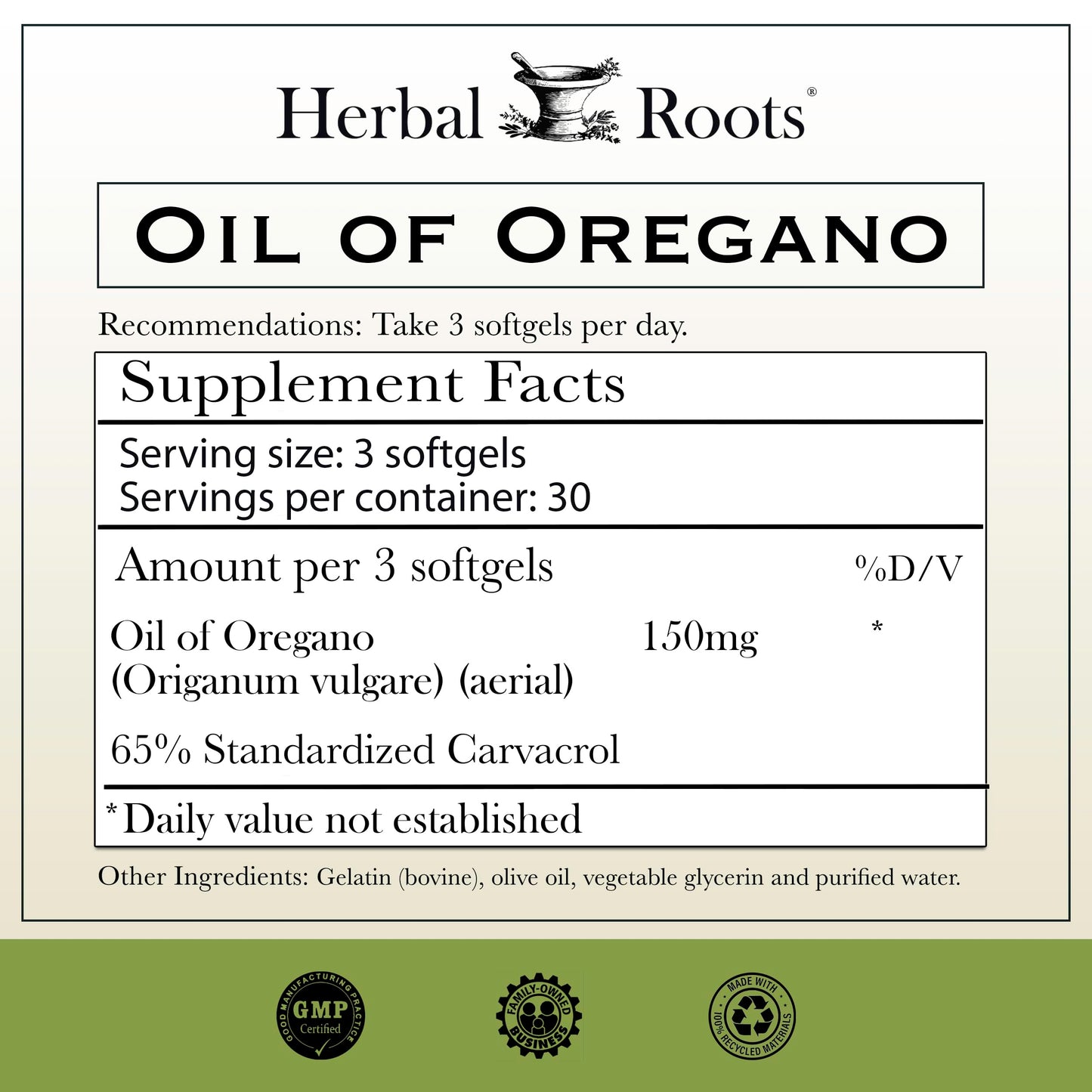 Herbal Roots Oil of Oregano - Made from Mediterranean Oregano Oil - 90 Easy to Swallow Softgel Capsules - Extra Strength 150mg Herbal Roots buy supplements Au