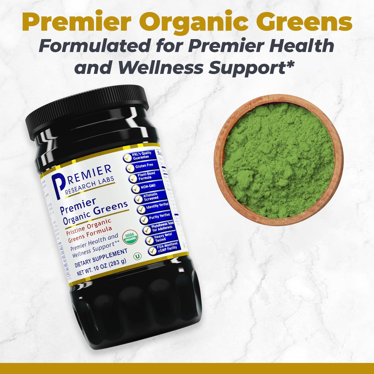 Premier Research Labs Premier Organic Greens - Super Greens Powder, Greens Superfood Powder for Drinks, Green Juice, Nutrition Support, Supergreens for Men & Women, Spinach, Alfalfa, Chlorella - 10 oz Premier Research LabsBuy Supplements Australia