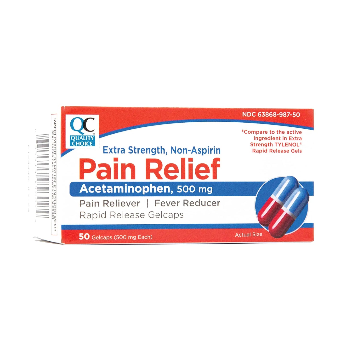 Quality Choice, Extra Strength, Non Aspirin Pain Relief, Acetaminophen 500 MG, Pain Reliever & Fever Reducer, Rapid Release Gelcaps, 50 Count Package Quality ChoiceBuy Supplements Australia