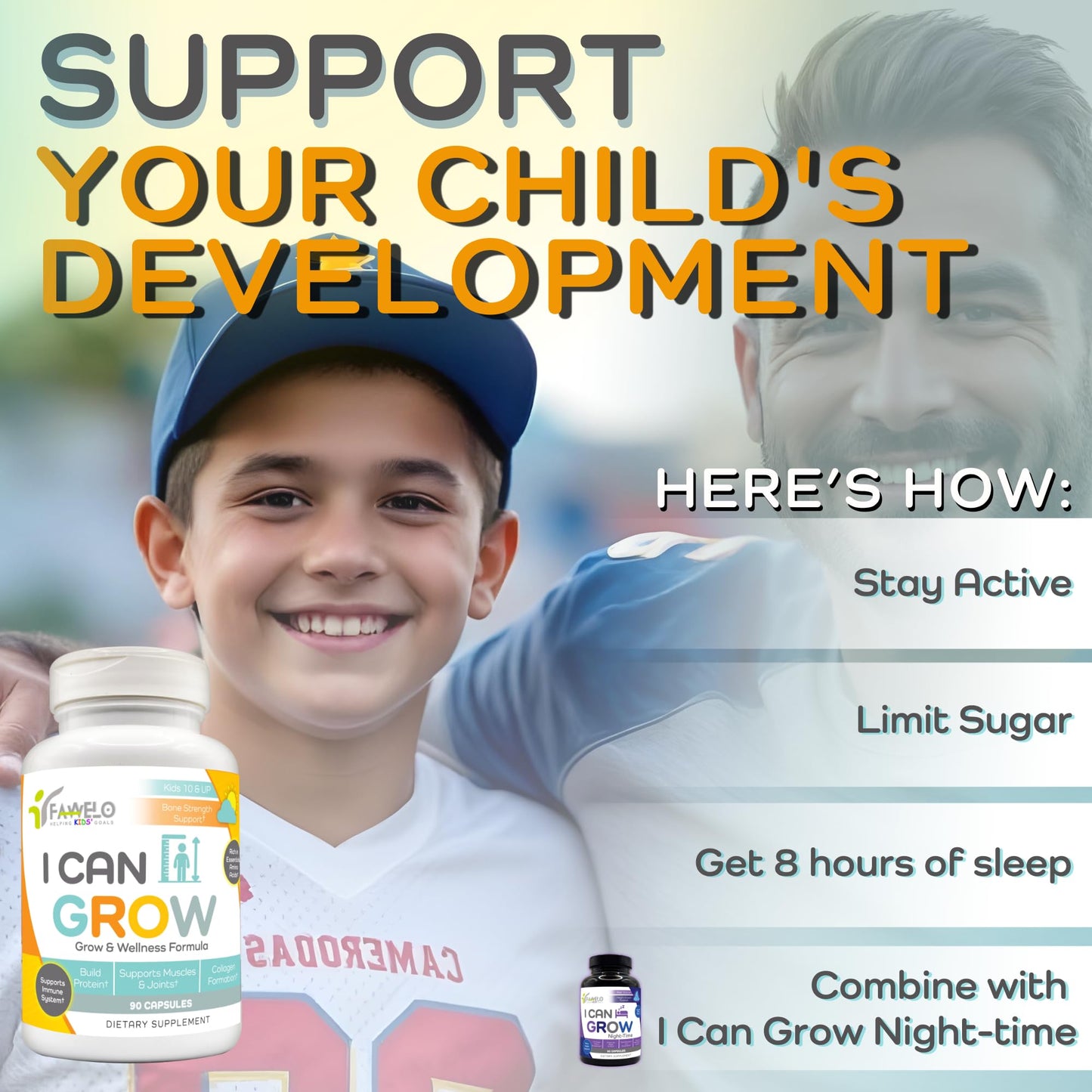 I Can Grow (3 Pack) Height Boosters for Kids 10+, Teen Vitamins for tru Height - Natural Growth Supplement for Optimal Development - Supports Bone Strength and Immune Health with Colostrum Fawelo buy supplements Au