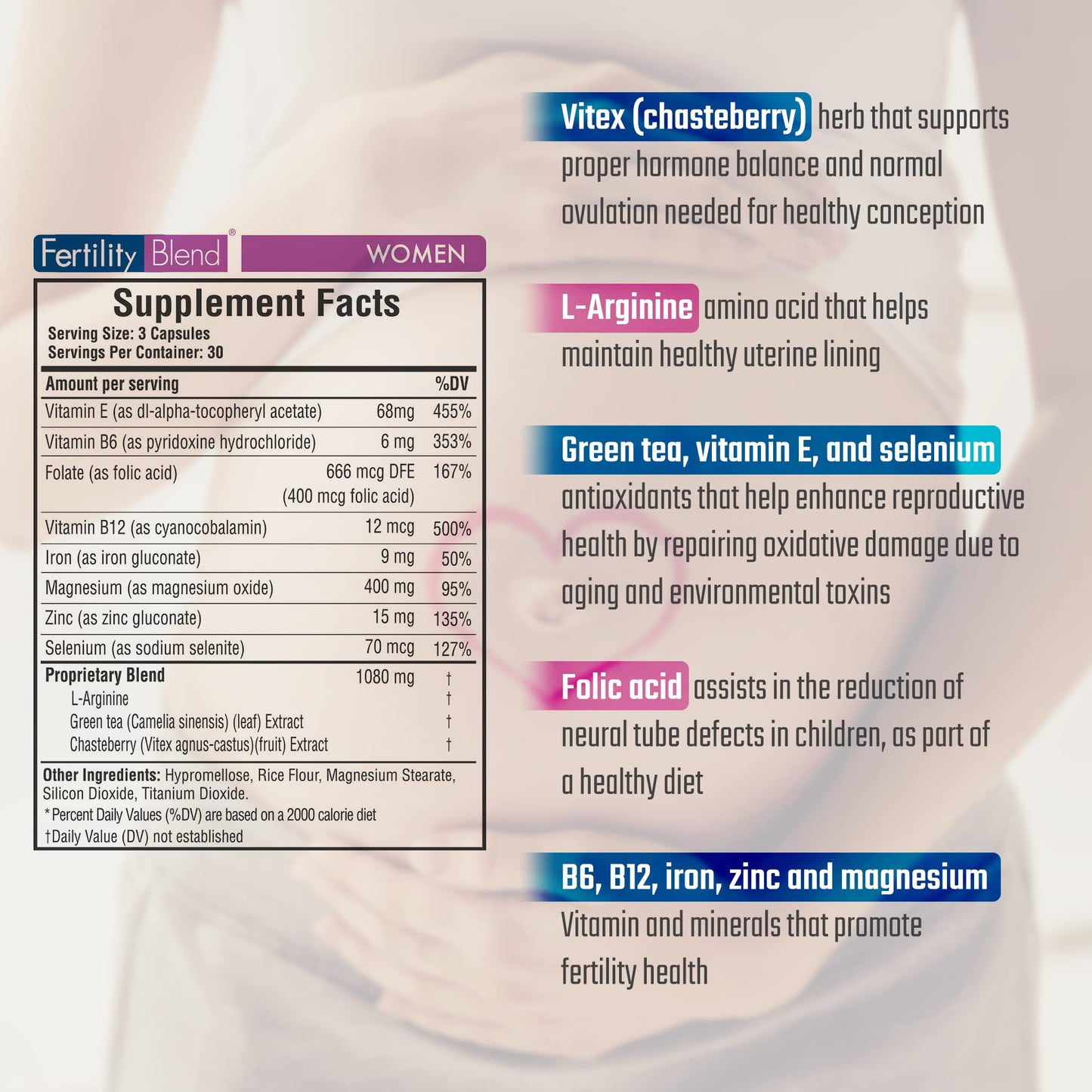 Daily Wellness Fertility Blend for Women - Fertility Supplements for Women, Conception Fertility Prenatal Vitamins, Trying to Conceive Progesterone Supplements, Cycle Support Conception Pills - 1 Pack Fertility BlendBuy Supplements Australia