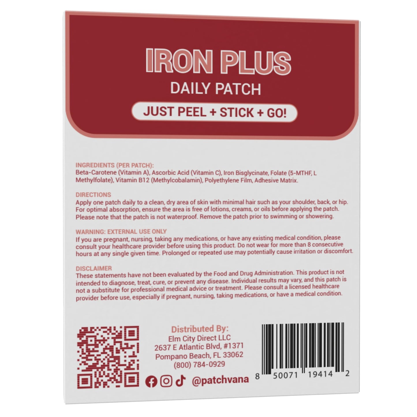 Patchvana Iron Plus Patch for Women & Men, 1 Month Supply, 30 Patches PatchvanaBuy Supplements Australia