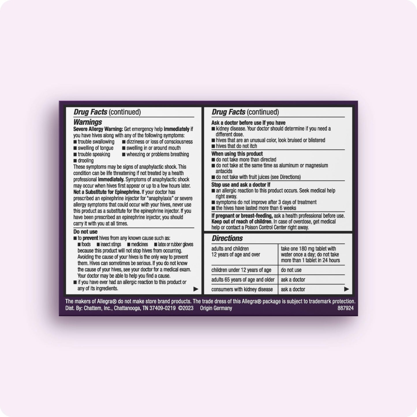 Allegra Hives Antihistamine 24-Hour Tablets, Non-Drowsy Hive Reduction and Hive Itch Relief, 180 mg Fexofenadine HCI, 30-Count Allegra buy supplements Au