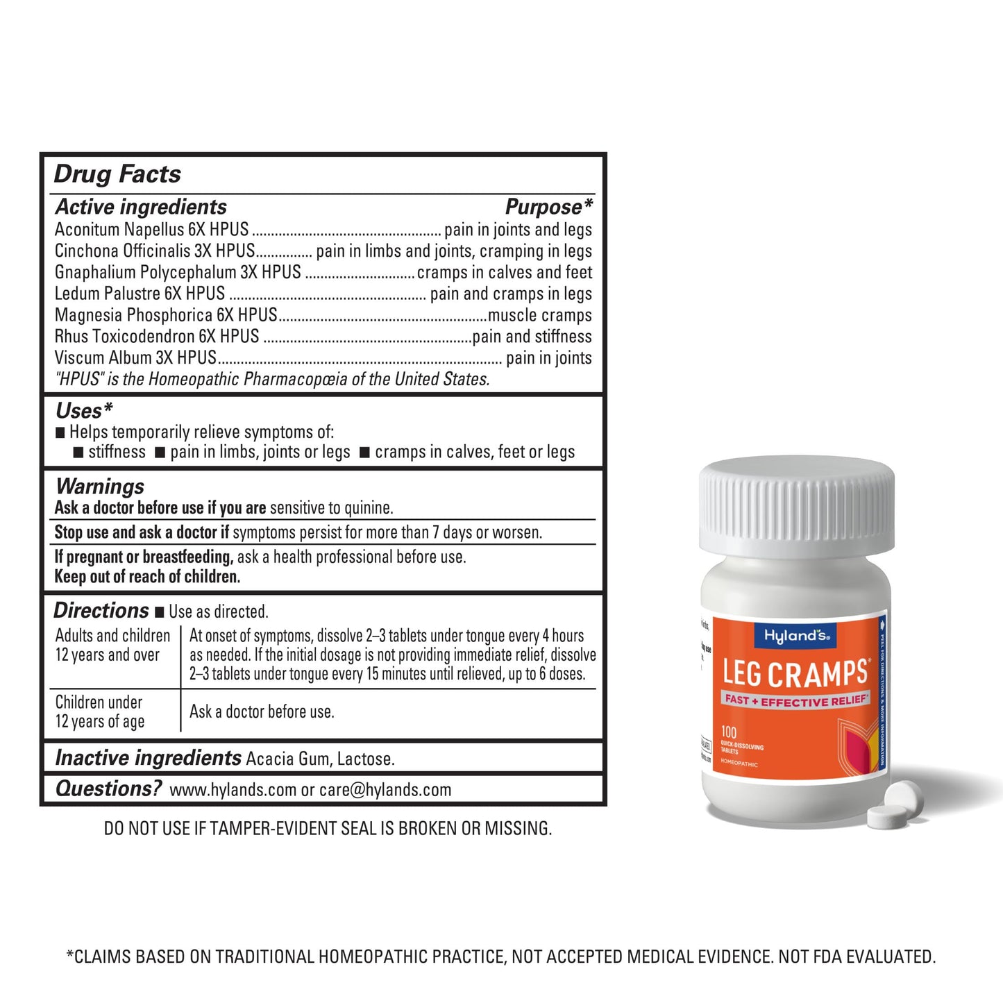 Hyland's Leg Cramps, Relief of Leg, Calf, Charley Horses, and Foot Cramps, 100 Quick-Dissolving Tablets Hyland's buy supplements Au