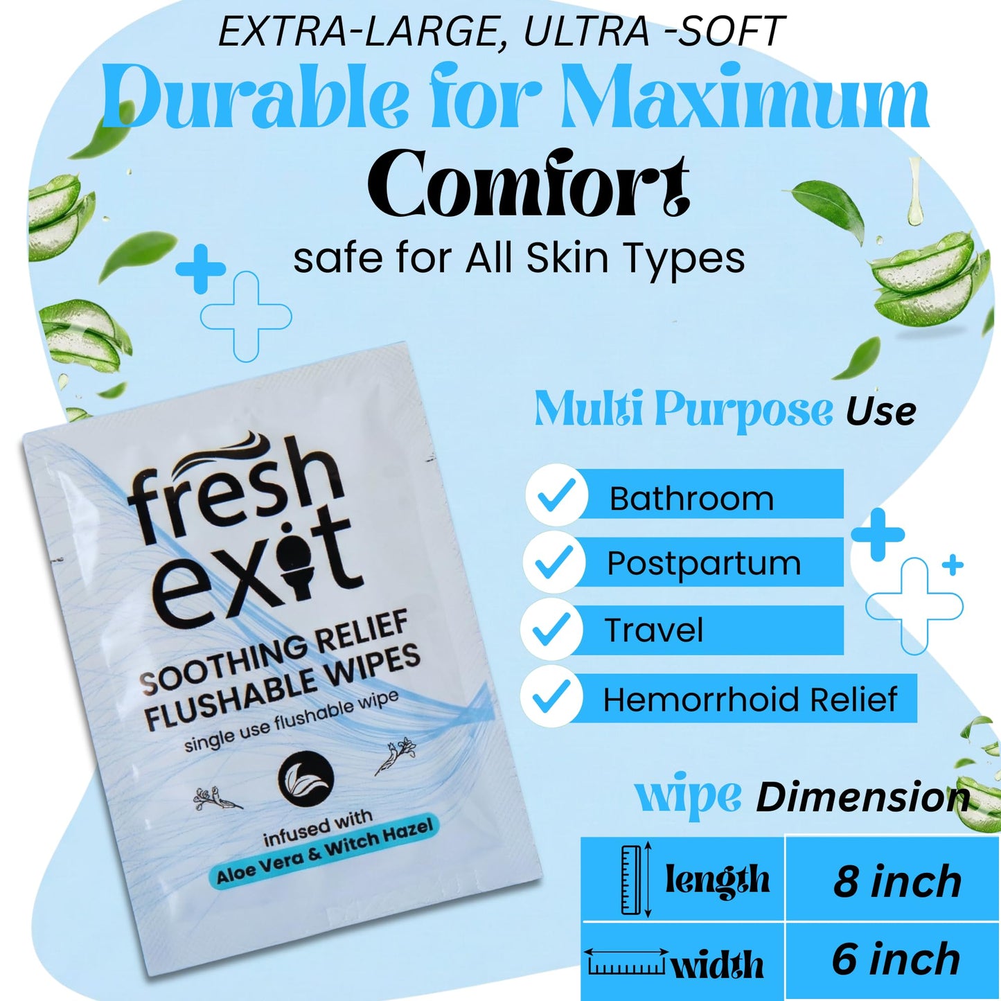 FreshExit Flushable Hemorrhoid Wipes – 36 Count – Individually Wrapped with Witch Hazel & Aloe Vera, Large Discreet Travel Wipes for Adults, Soothing & Gentle on Skin FreshExitBuy Supplements Australia