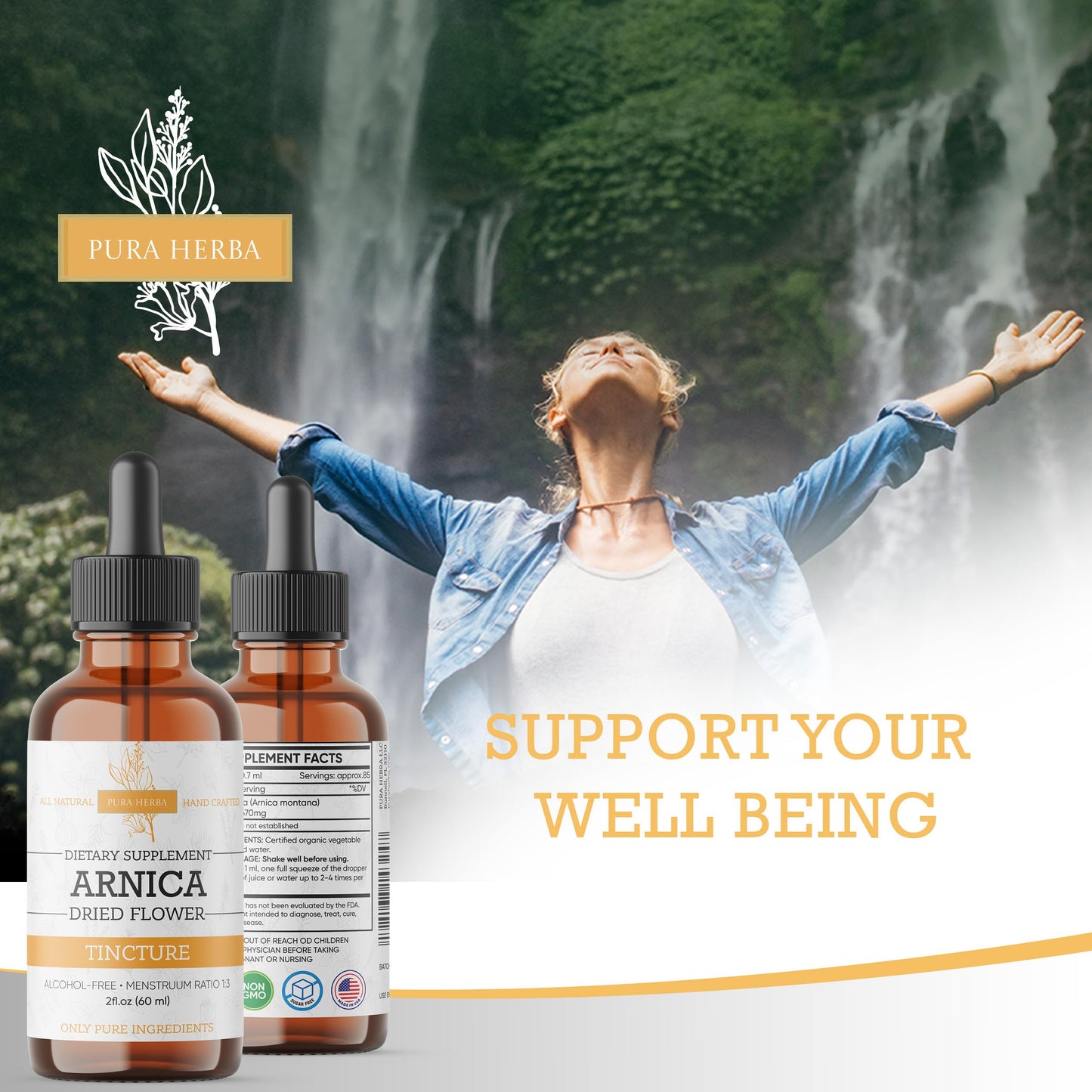 Pura Herba Arnica Liquid Extract – Alcohol-Free, Vegan, Supports Muscle Recovery & Joint Comfort, Fast-Absorbing Tincture, Made in USA – 2 Fl Oz Pura HerbaBuy Supplements Australia