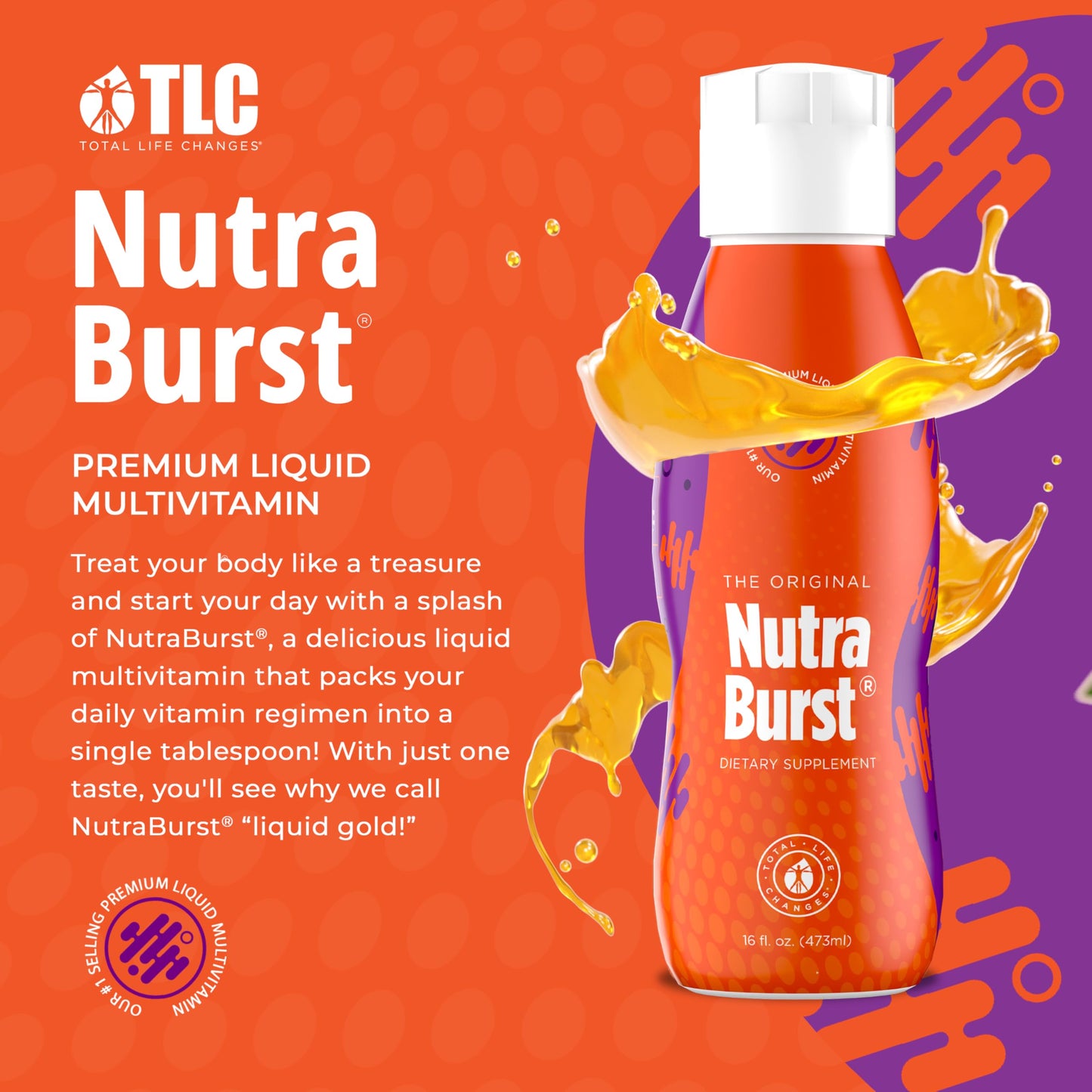 Total Life Changes NutraBurst - Liquid Multivitamin, Daily Nutritional Support, Packed with Essential Vitamins and Minerals, 16 fl. oz NUTRA BURSTBuy Supplements Australia
