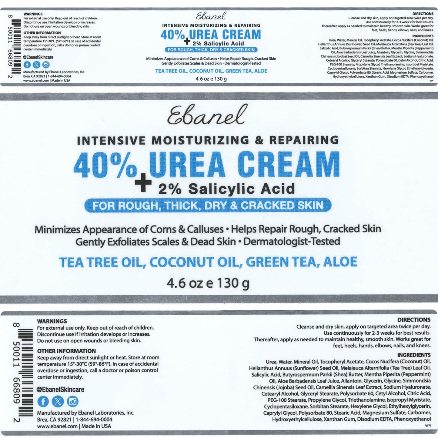 Ebanel Bundle of Fungus Treatment 1 Oz, and 2 Pack 40% Urea Cream 4.6 Oz
