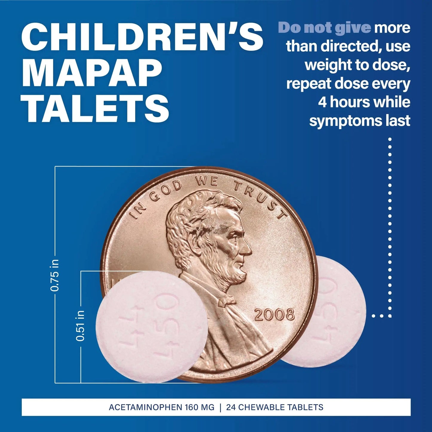 MAJOR Children’s Mapap Acetaminophen 160 mg Chewable Tablets - Pain Reliever/Fever Reducer - Aspirin Free - Ibuprofen Free - for Ages 2 to 11-24 Count (3 Pack) MAJORBuy Supplements Australia