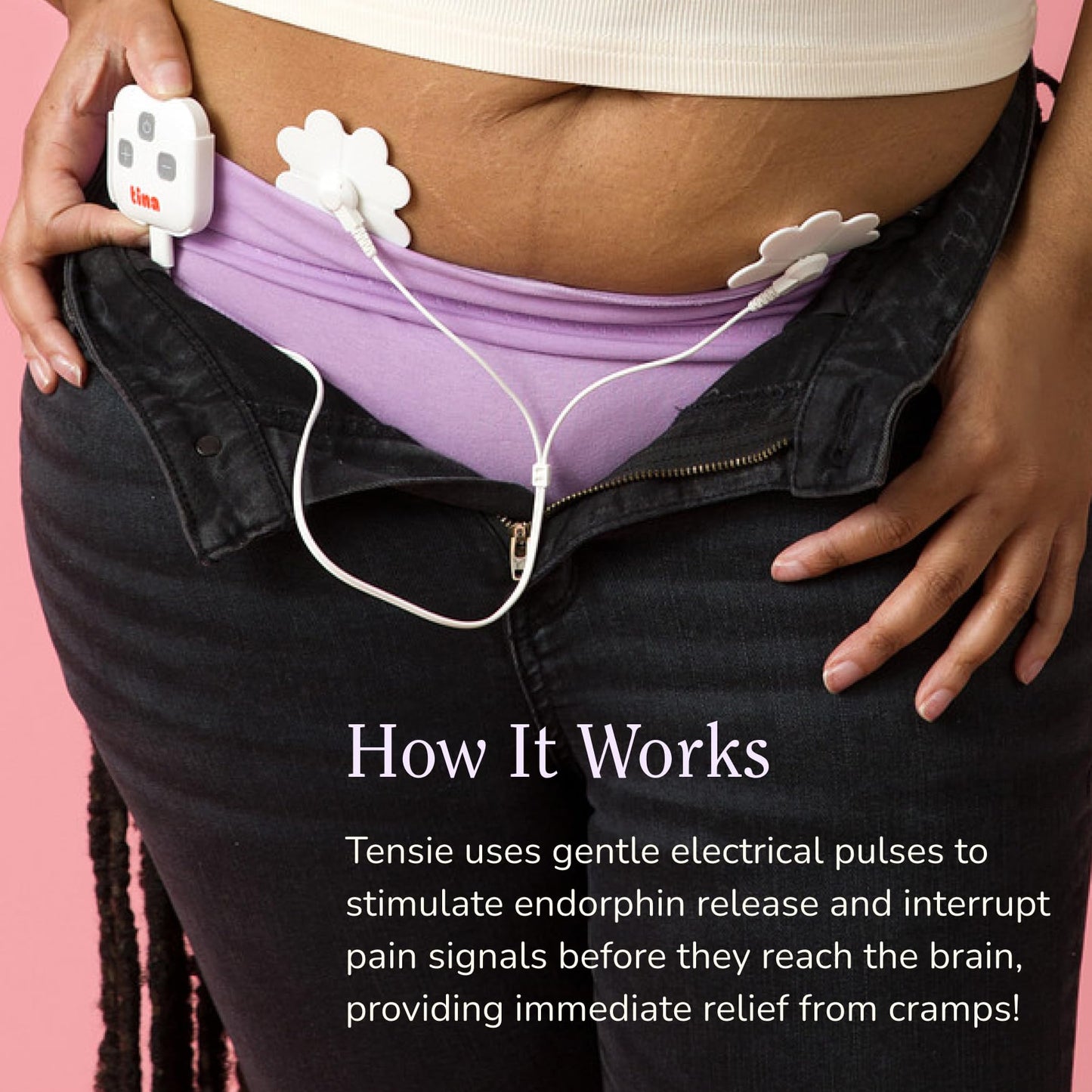 Tensie | Portable Period Pain Relief Device | 30 Gentle, Adjustable Levels for Drug-Free Menstrual Cramp or Lower Back Pain Relief | 10-Hour Battery Life, Rechargeable | Instant Period Cramp Relief TINABuy Supplements Australia