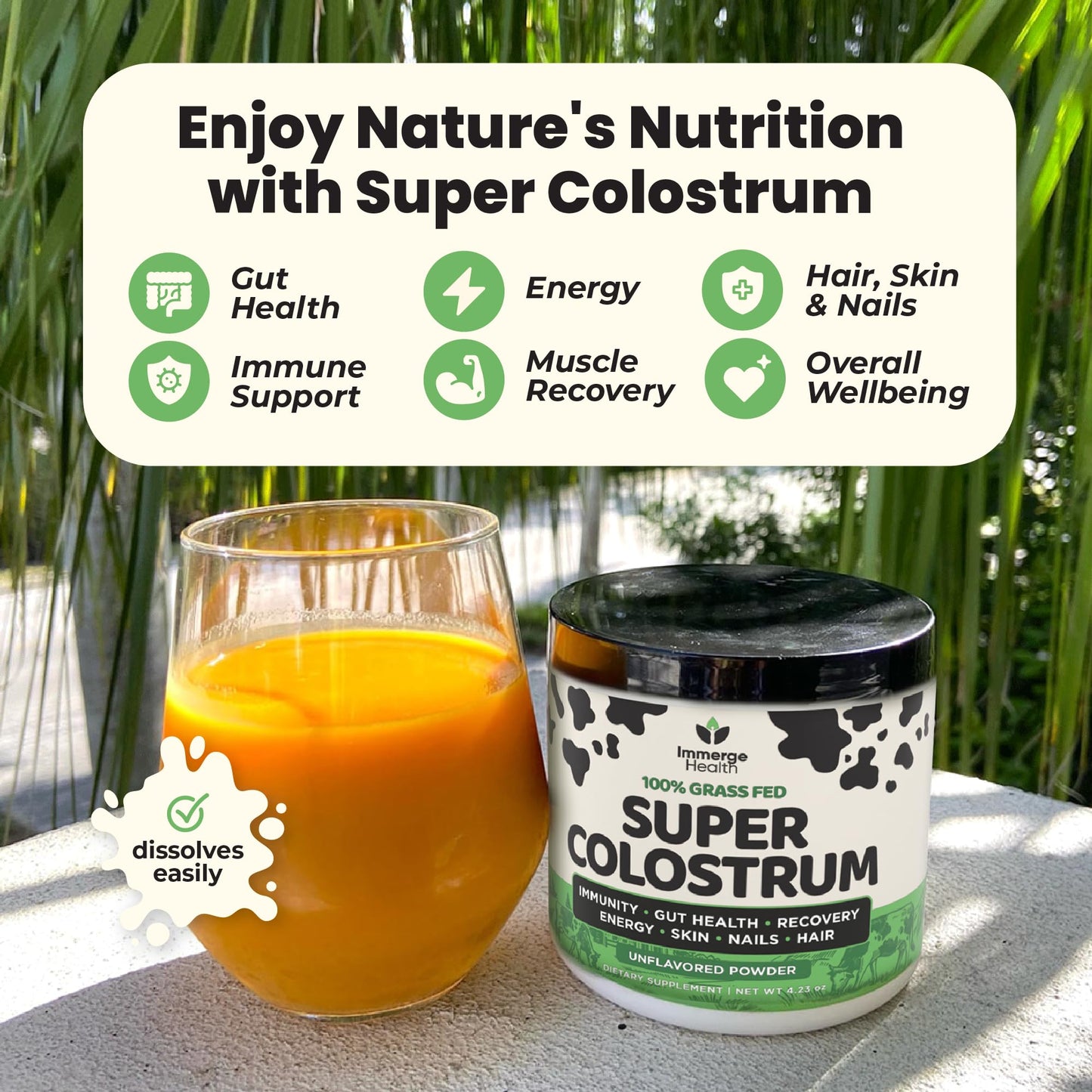 Immerge Health Super Colostrum Powder (60 Servings) – Premium Bovine Colostrum Supplement for Gut Health, Bloating & Immune Support – High IgG, 100% Grass Fed First Milking, Unflavored, Made in USA ImmergeHealth.comBuy Supplements Australia