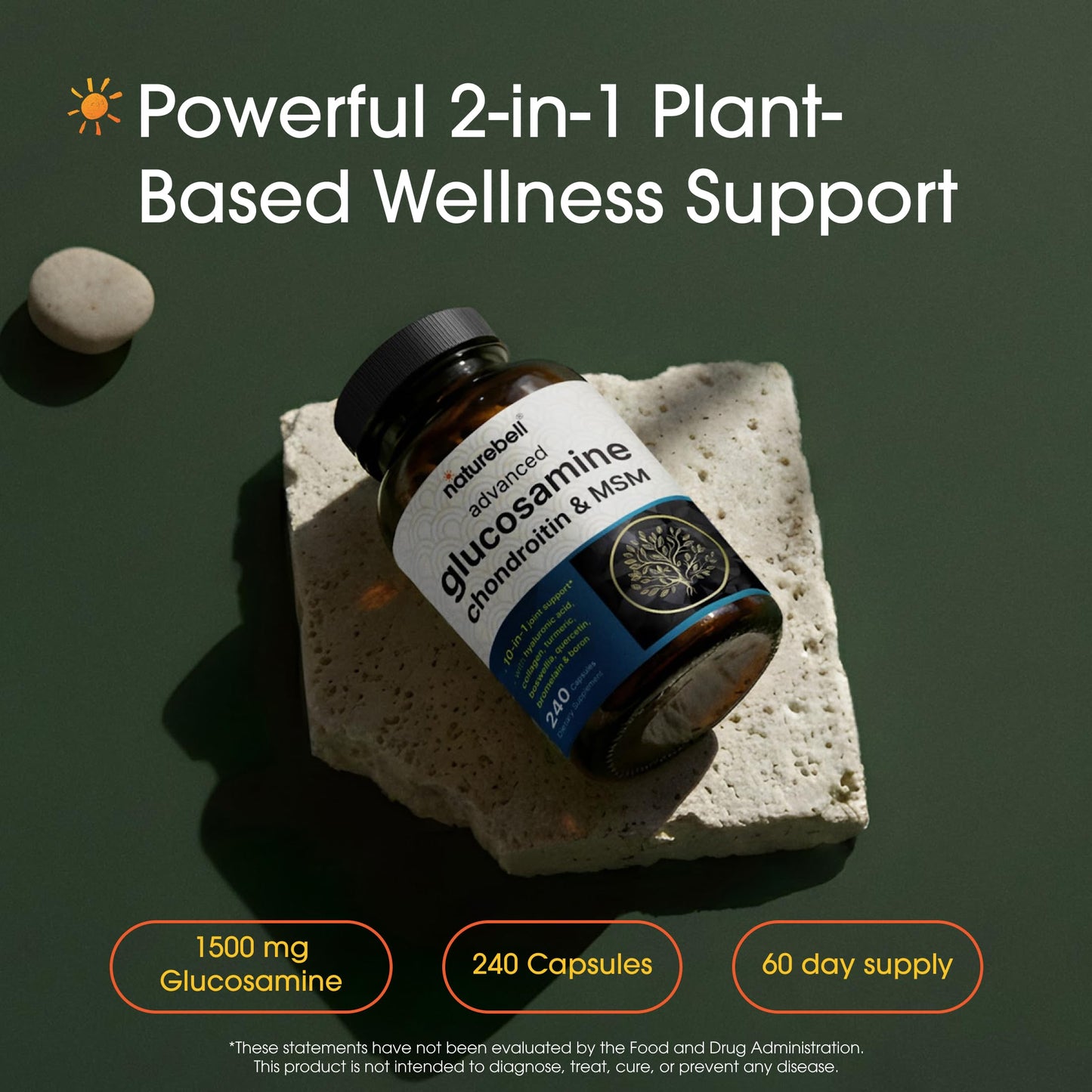 NatureBell Advanced Glucosamine Chondroitin & MSM - 240 Capsules - 10-in-1 Joint Support Complex* - Includes Hyaluronic Acid, Turmeric, Glucosamine, Collagen & More NatureBellBuy Supplements Australia