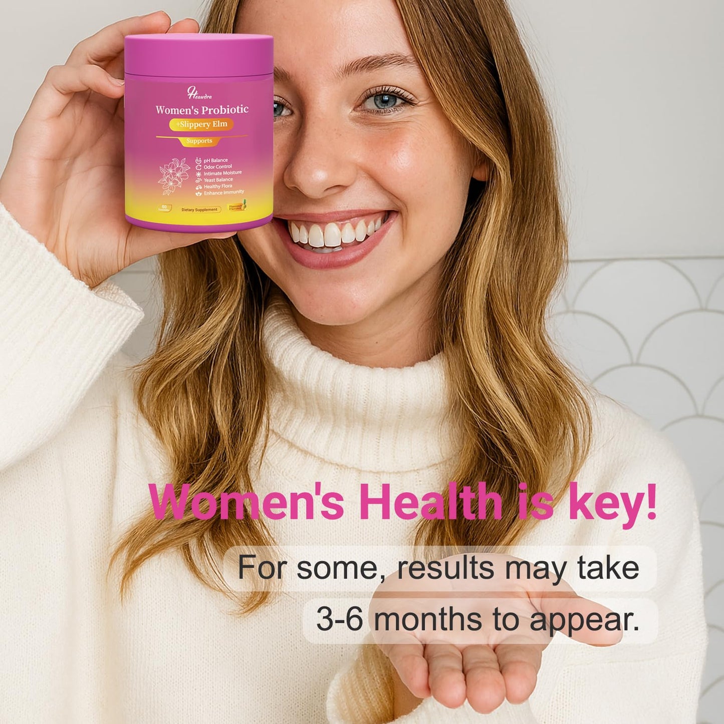 Her Juicy Women's Probiotic Gummies: Supports Women’s Wellness & pH Balance, Clean Vegan, Pineapple Flavor, Prebiotics & Lactobacillus Blend, with Slippery Elm, Gut Health & Immune Defense, 60 Gummies Heawdra buy supplements Au