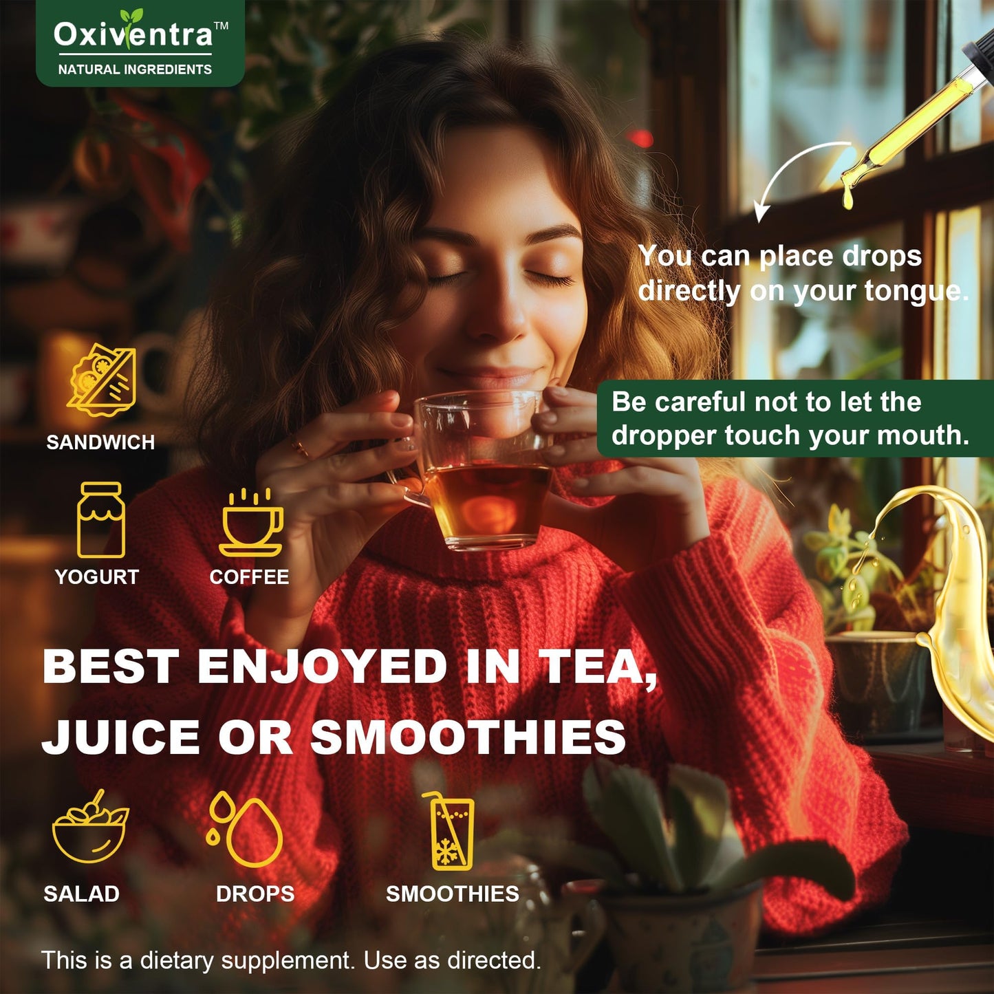 Cayenne Pepper Drops Liquid Supplement Smooth & Sweet Herbal Liquid + Hawthorn Berry, Vitamin D3 K2 Beet Root Powder, Ceylon Cinnamon, Turmeric Curcumin, Organic Panax Ginseng - 2fl oz Oxiventra buy supplements Au