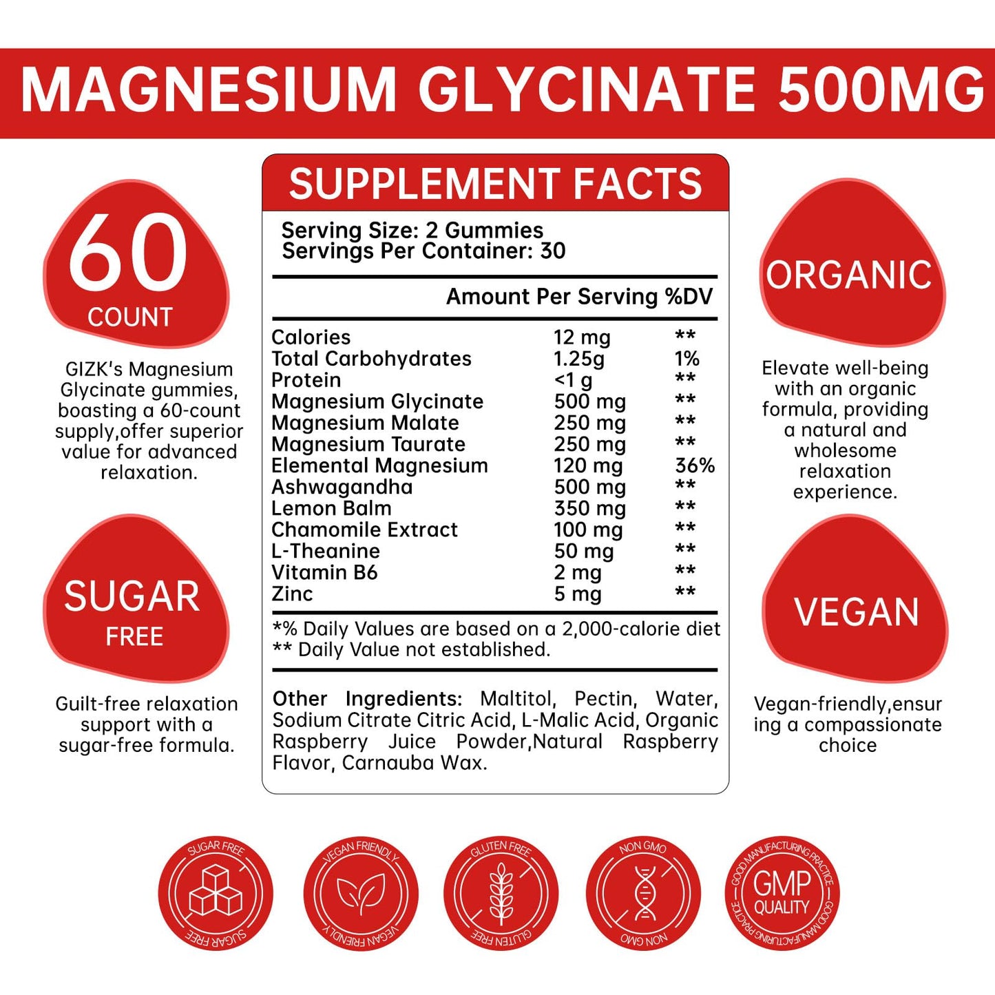 Magnesium Glycinate Gummies 500mg – Sugar Free Magnesium Gummies for Sleep, Stress, Muscle & Nerve Support – for Adults & Kids 4+, Vegan, No Melatonin (Raspberry Flavor, 60 Count) SAYIDONBuy Supplements Australia