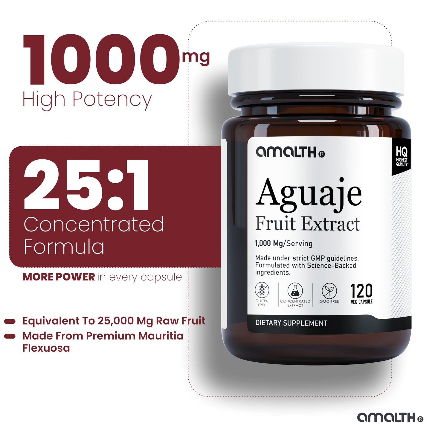 Amalth Aguaje Curves Capsule for Women 1000 mg- Extra Strength from Peru Natural Supplements- 120 Capsules Non- GMO Premium Quality Pills AMALTH buy supplements Au