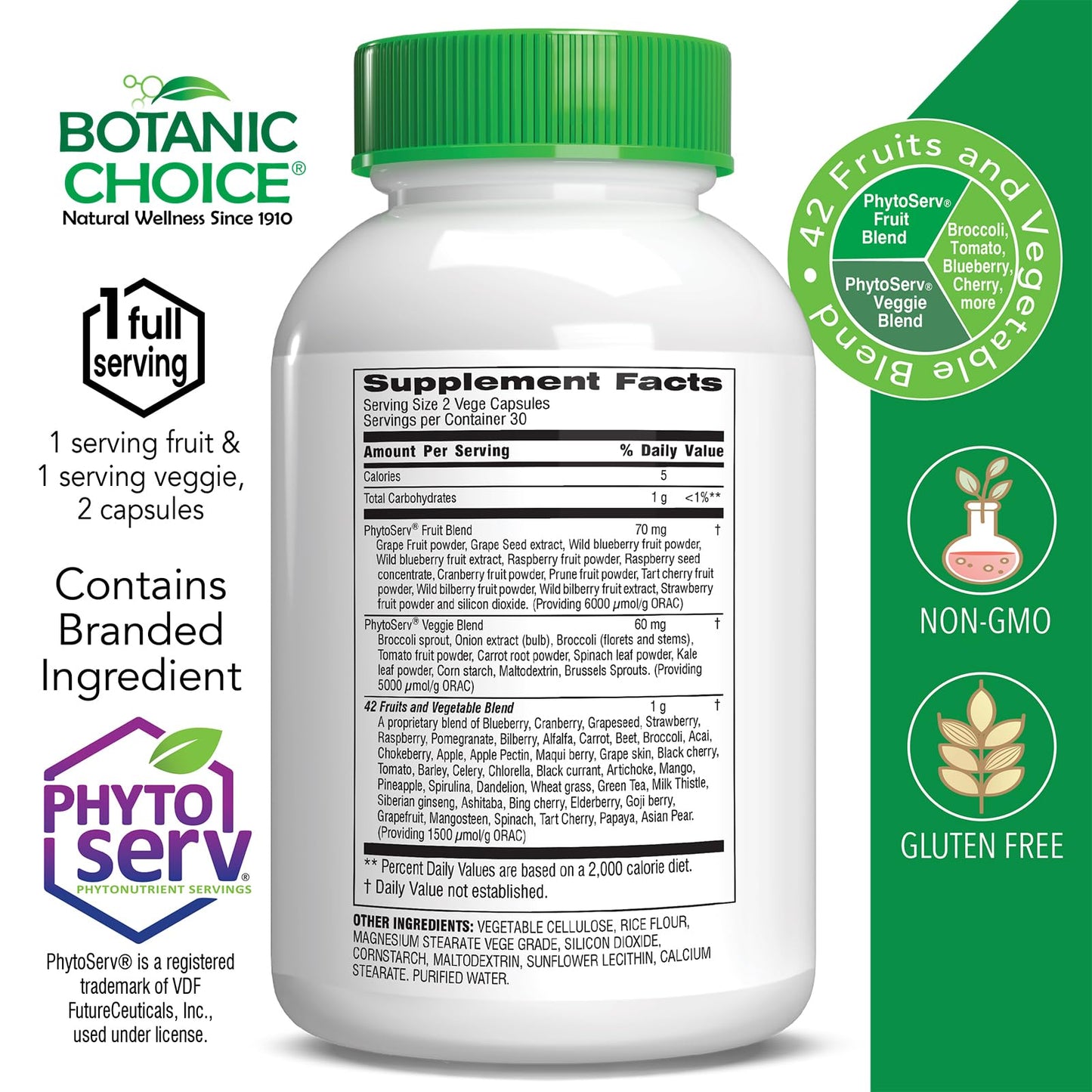 Botanic Choice Since 1910 - Mega Fruits & Veggies Blend - 42 Fruits and Vegetables - 2 Caps Daily - 60 Count Supplement - 2 Pack Botanic ChoiceBuy Supplements Australia