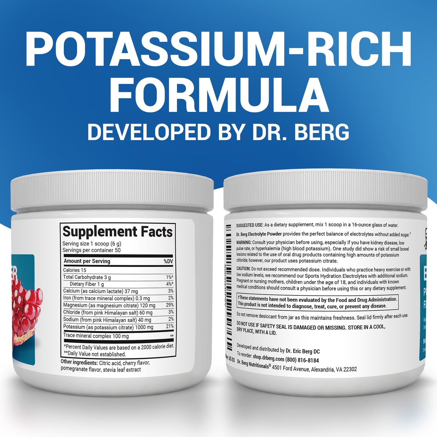 Dr. Berg Zero Sugar Hydration Keto Electrolyte Powder - Enhanced w/ 1000 mg of Potassium & Real Pink Himalayan Salt (NOT Table Salt)