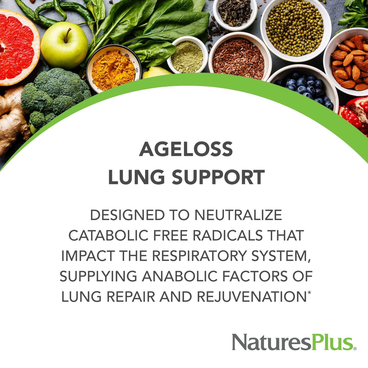 NaturesPlus AgeLoss Lung Support - 90 Capsules - Vegetarian, Gluten Free - 30 Servings NaturesPlus buy supplements Au