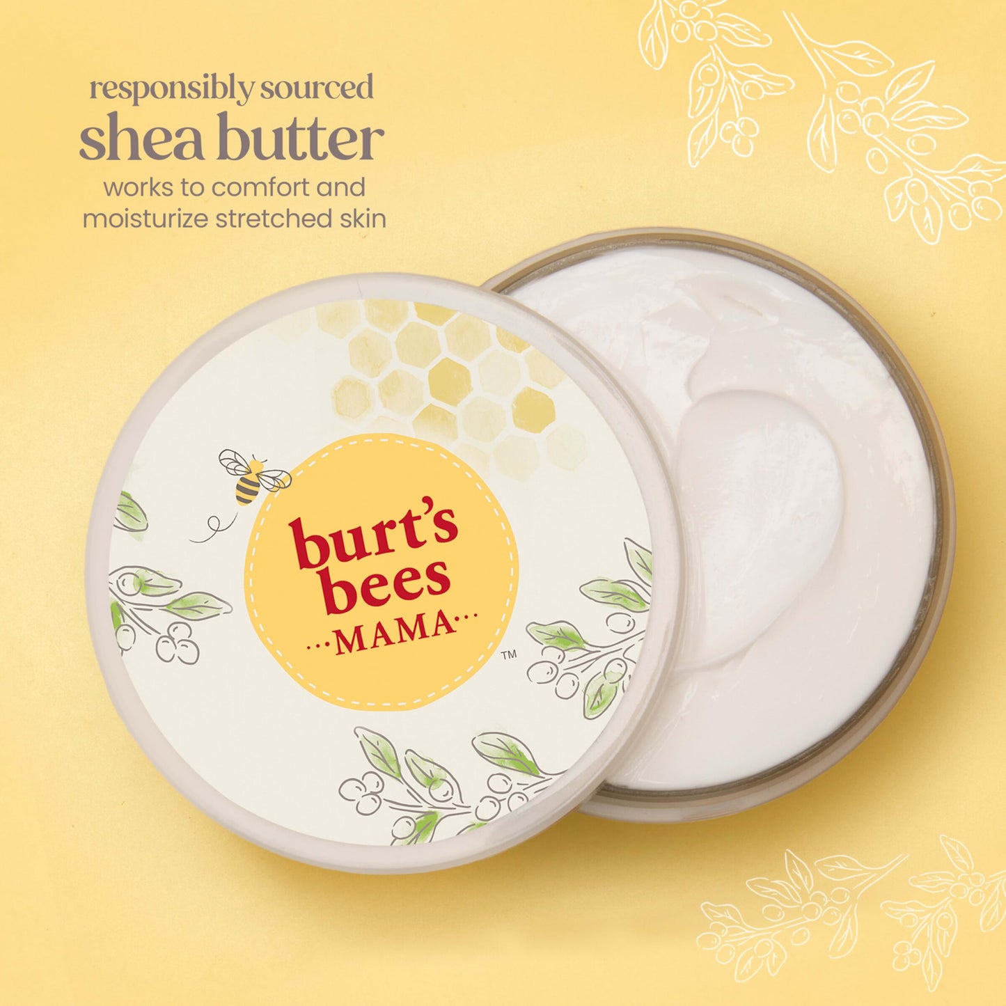 Burt's Bees Mama Belly Butter Stretch Mark Cream for Pregnancy Massages Body & Reduces Scar Appearance, Prenatal & Postnatal Tummy Skin Care