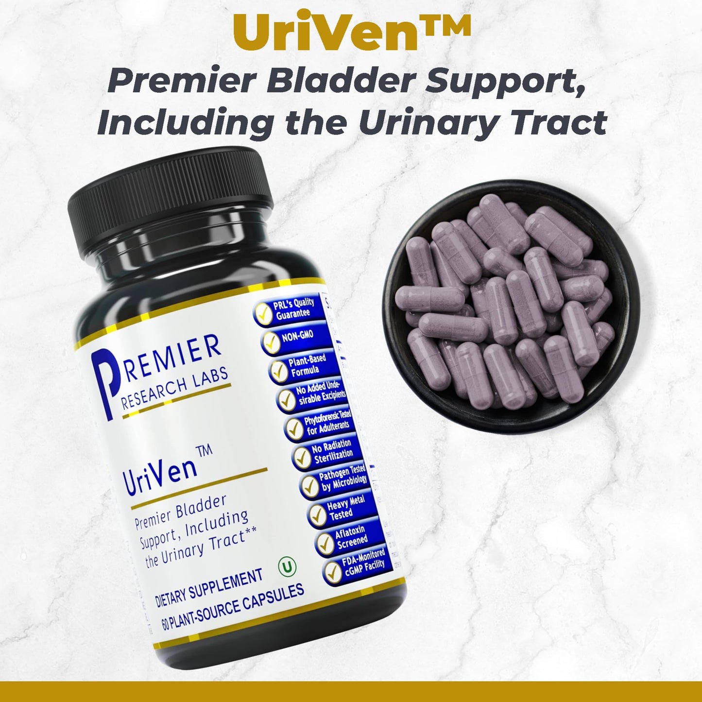 Premier Research Labs UriVen - Bladder Health Support for Women & Men, Cranberry Extract & Marshmallow Root, Urinary Relief, Bladder Relief, Bladder Control Supplement - 60 Vegetarian Capsules Premier Research LabsBuy Supplements Australia