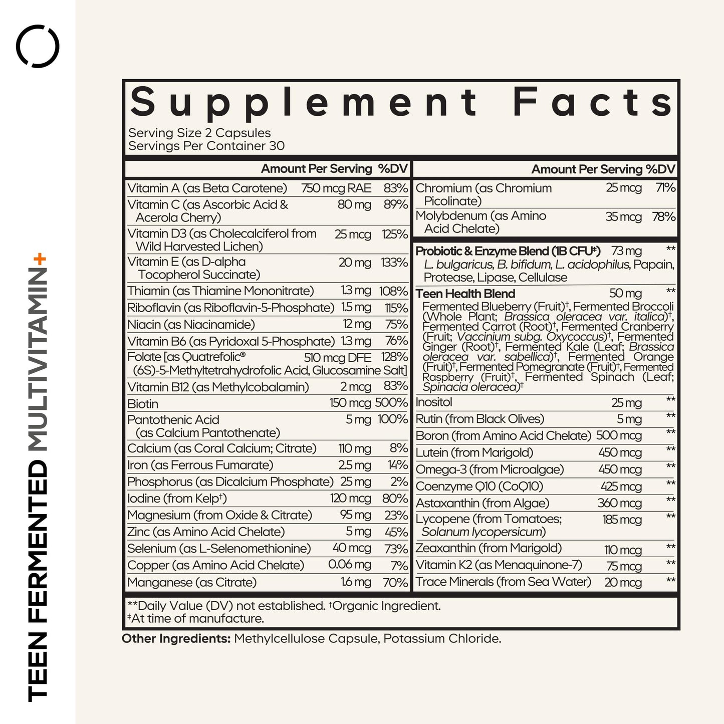 Codeage Teen Multivitamin Supplement – Daily Vitamins and Minerals for Teen Boys and Girls – Organic Whole Food Formula with Omega-3 and Vitamins A to K - 60 Capsules CodeageBuy Supplements Australia
