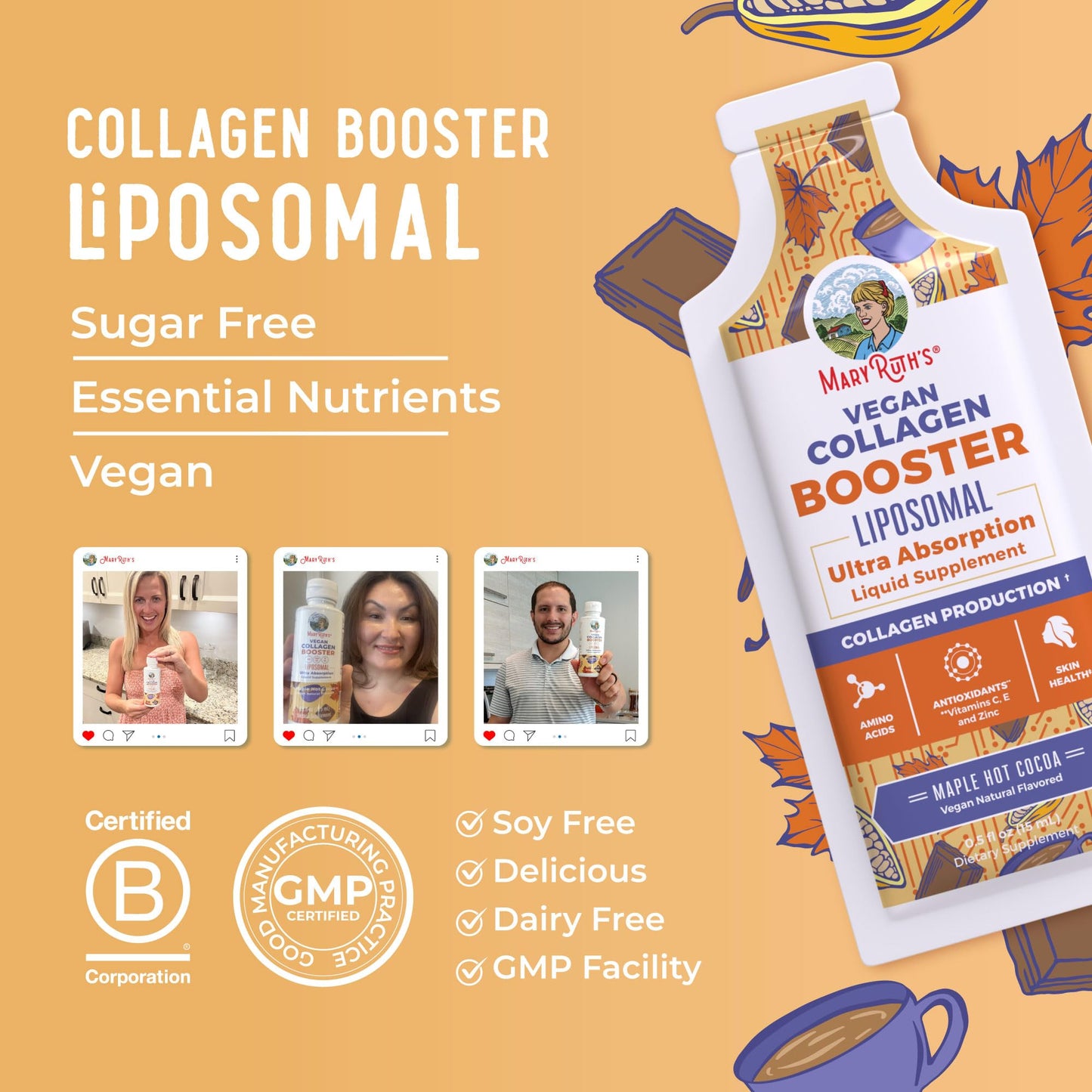 MaryRuth Organics Collagen Booster Liposomal | Sugar Free | Liquid Collagen Booster with VIT C, E, Zinc,Copper&Silica | Skin Care&Joint Support Supplement | Vegan | Non-GMO | Gluten Free | 14 Serving MARYRUTH'S buy supplements Au