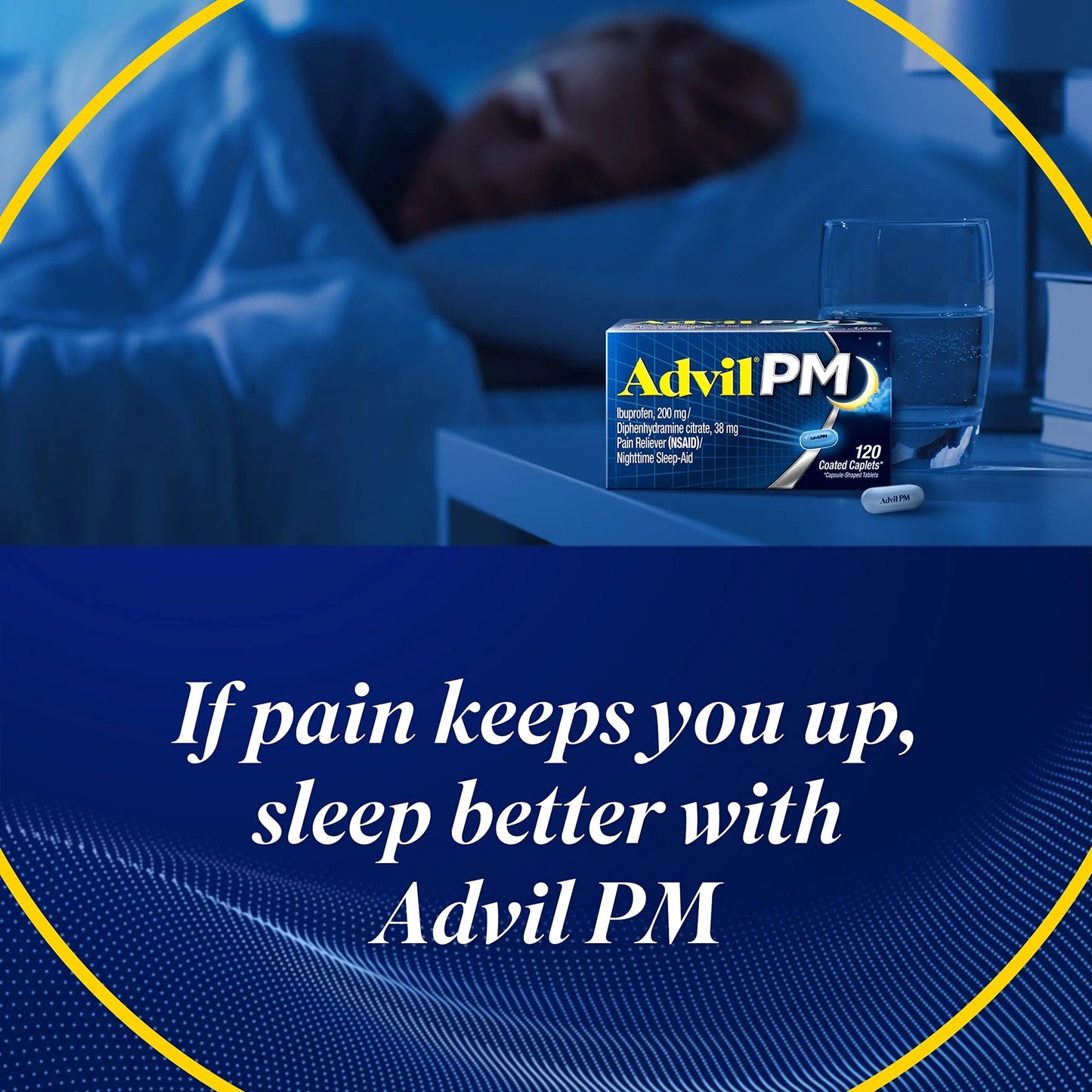 Advil PM Pain Reliever and Nighttime Sleep Aid, Pain Medicine with Ibuprofen for Pain Relief and Diphenhydramine Citrate for a Sleep Aid - 40 Coated Caplets AdvilBuy Supplements Australia
