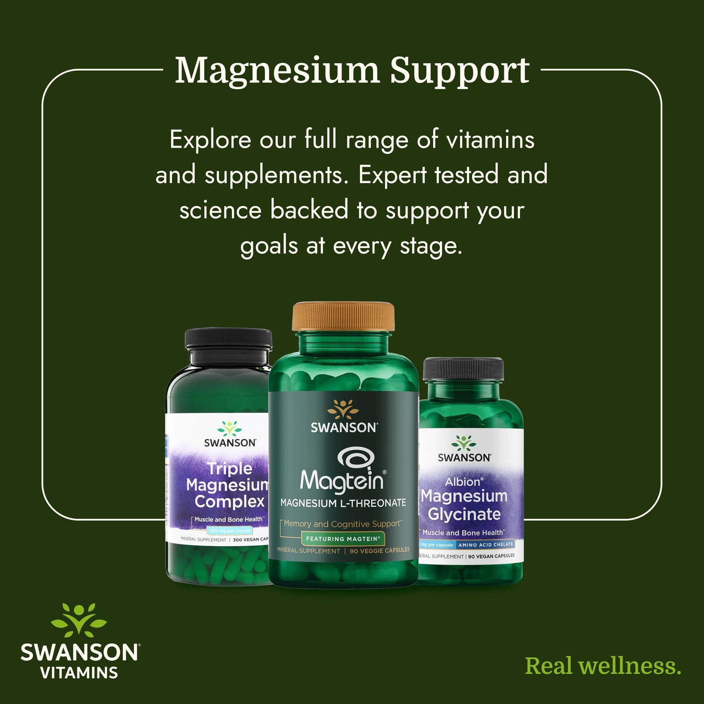 Swanson Triple Magnesium Complex Bone, Nerve, and Muscle Support Supplement for Adults Seeking Optimal Magnesium Absorption - 400 mg (300 Vegan Capsules) Swanson buy supplements Au