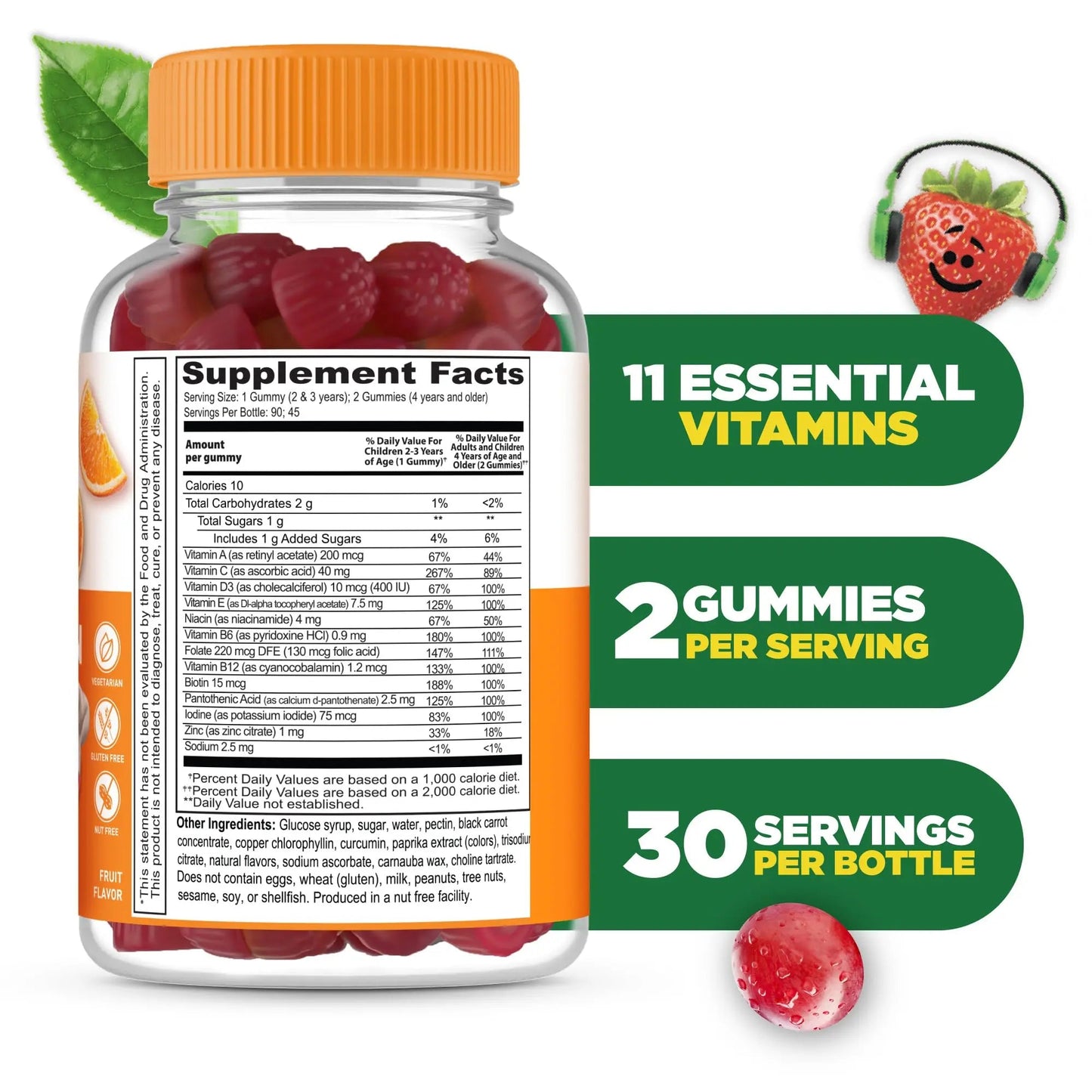 Lifeable Kids Multivitamin Gummies | Great Tasting Multivitamin for Kids | with Vitamins A, C, D, E, B6, B12, Zinc, Biotin Lifeable