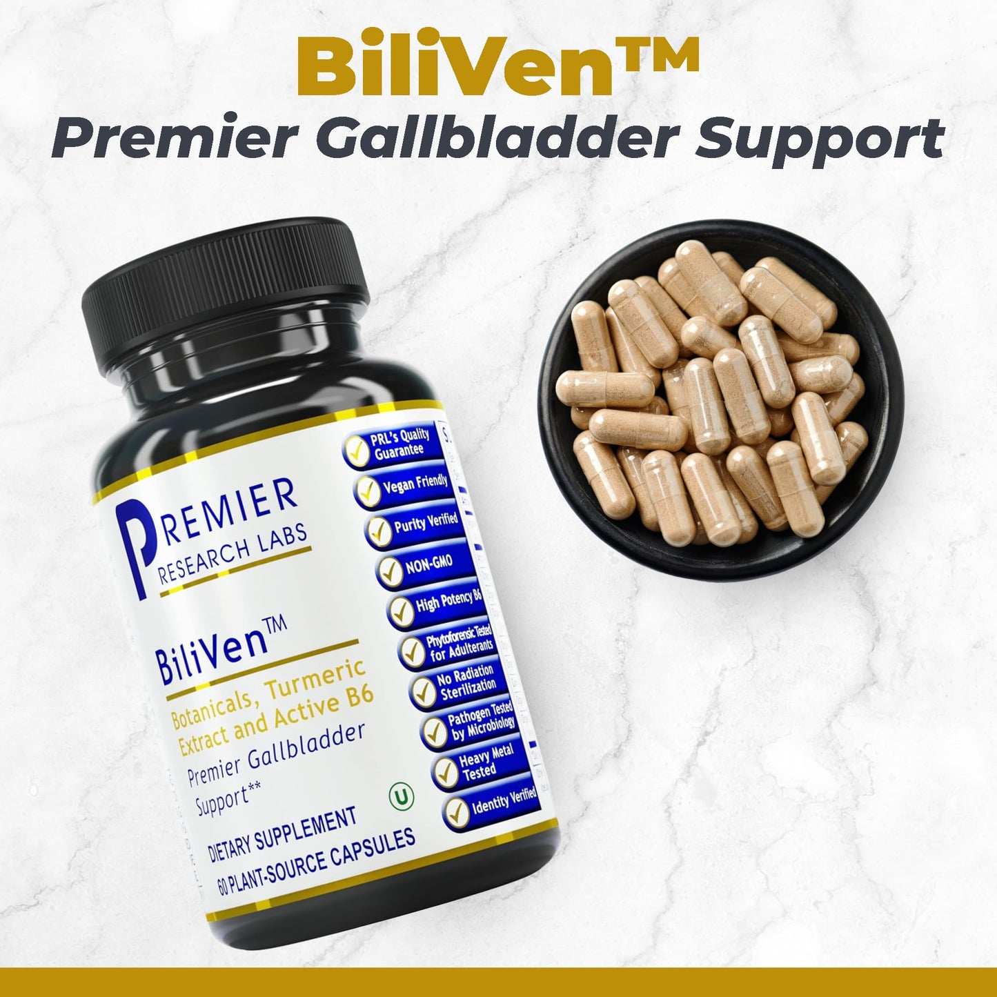 Premier Research Labs BiliVen -Gallbladder & Liver Cleanse Supplement, Gallbladder Support Pills with Artichoke Extract, Milk Thistle, Vitamin B6, Beet Root, Turmeric, Curcumin- 60 Vegetarian Capsules Premier Research LabsBuy Supplements Australia