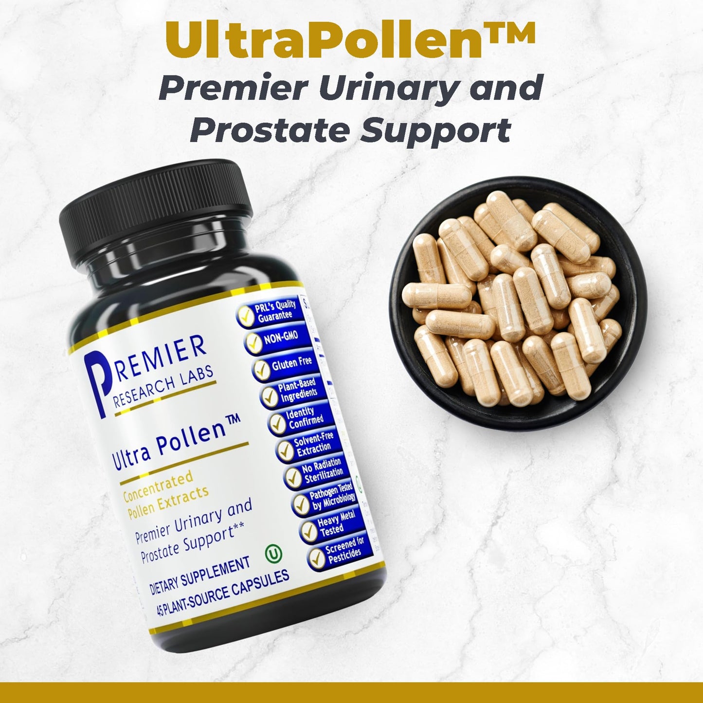 Premier Research Labs UltraPollen - Bee Pollen Supplement, Rye Pollen Extract, Prostate Health, Bee Pollen Extract from Rye Flower with Amino Acids, Supplement for Men & Women- 45 Vegetarian Capsules Premier Research LabsBuy Supplements Australia