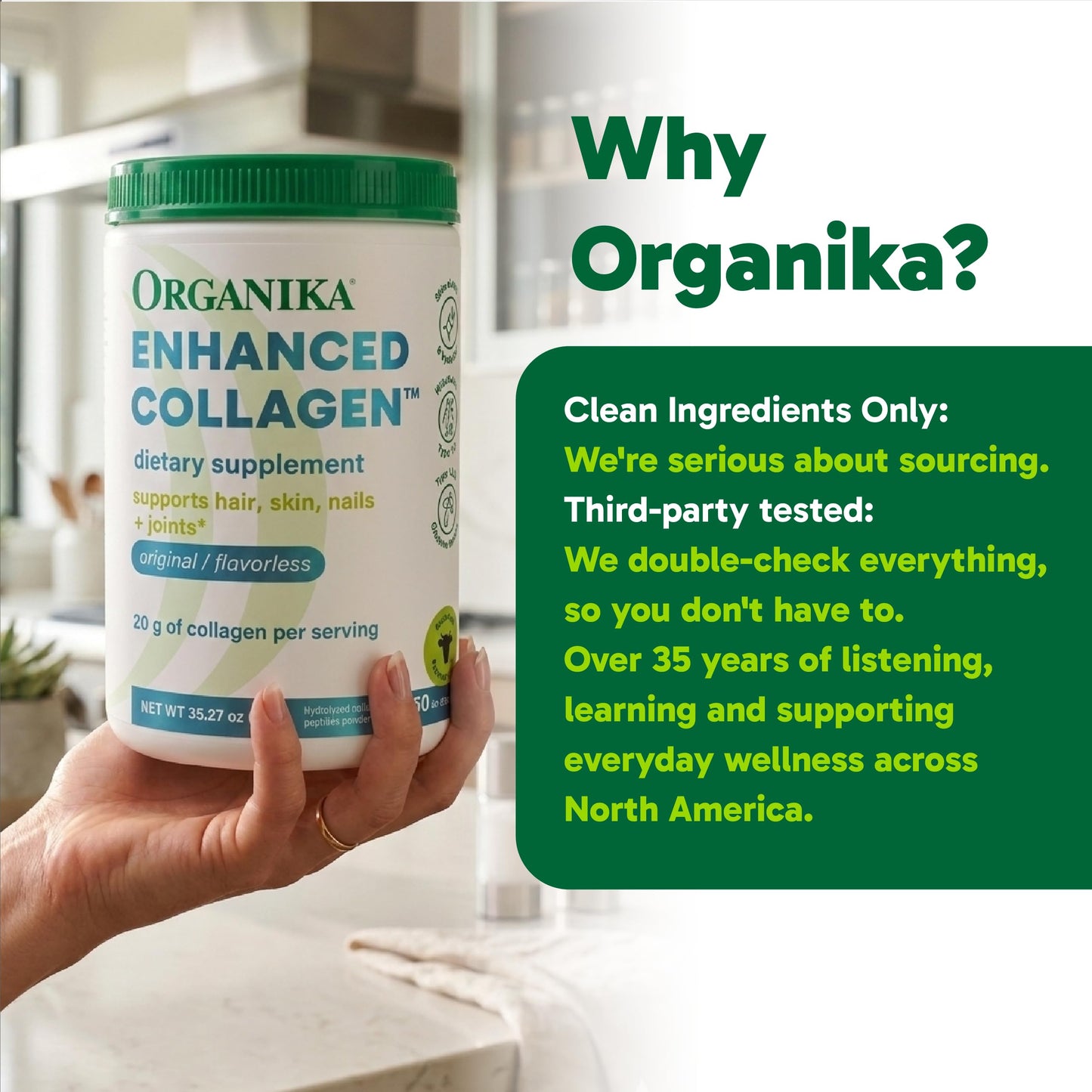 Organika Collagen Powder - for Healthy Hair, Skin, Nails, and Joints. Hydrolyzed Protein Peptides for Better Absorption- Grass-Fed, Non-GMO- Unflavoured- 2.2lbs Organika buy supplements Au