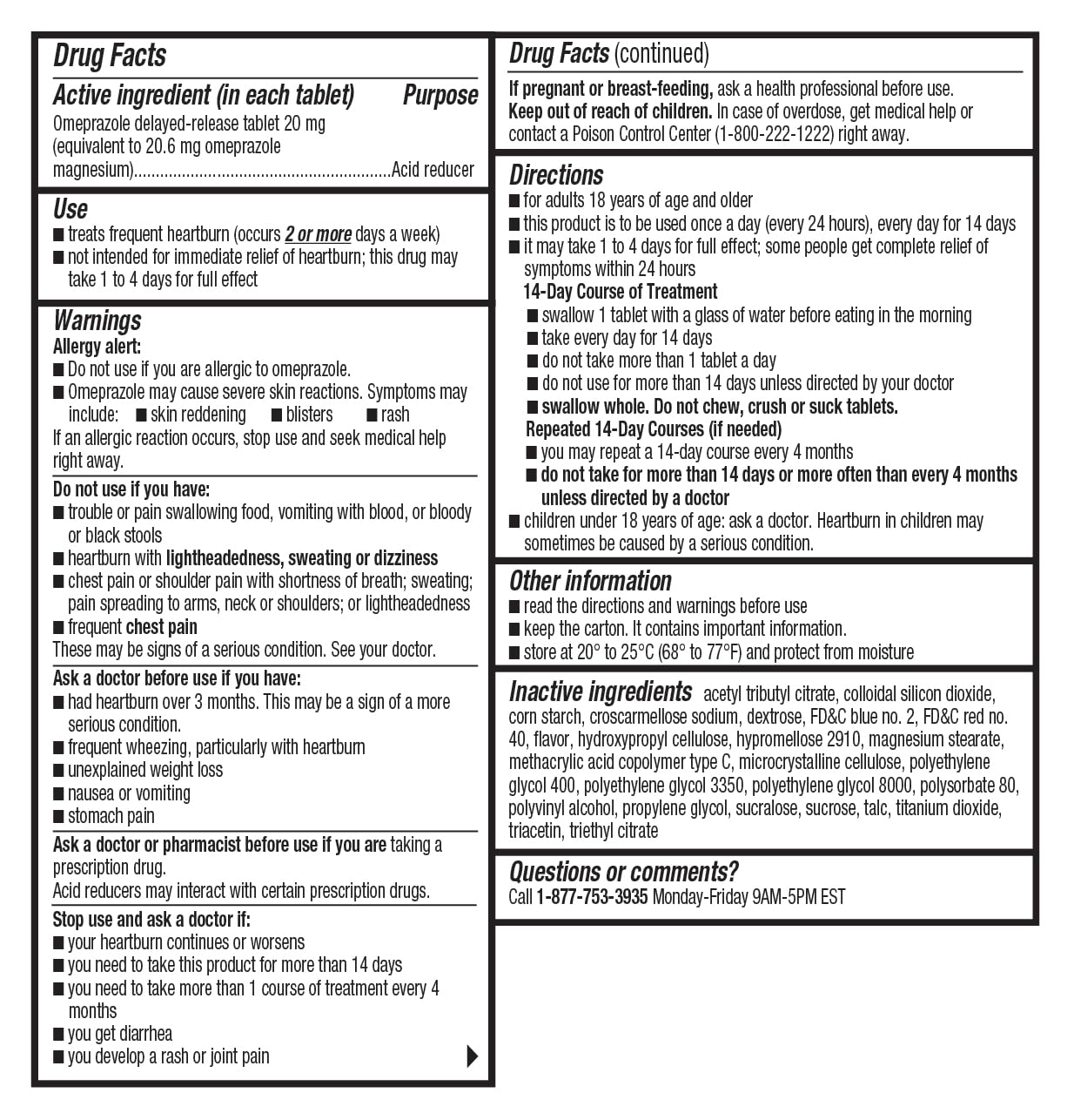 Wellness Basics Omeprazole 20mg Delayed Release | Acid Reducer | 42 Count | Tablet | Treats Frequent Heartburn (Wildberry)