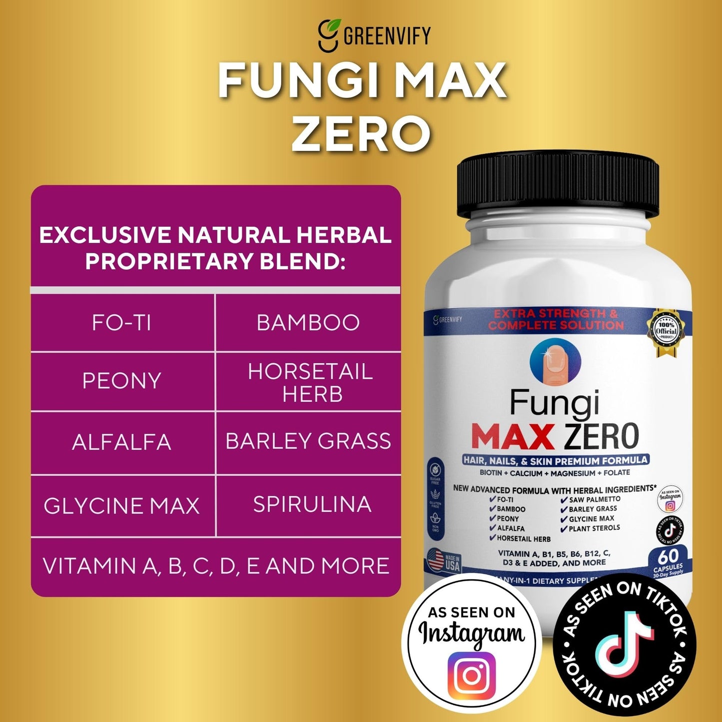 GREENVIFY Fungi Max Zero Hair, Nails & Skin Supplement. (1) GREENVIFY buy supplements Au