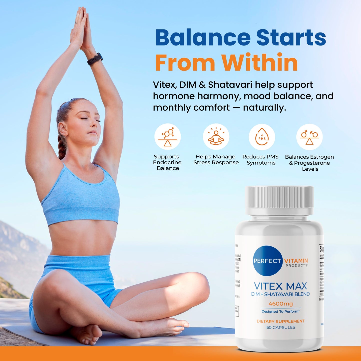 Perfect Vitamin Products Vitex Max DIM + Shatavari – Hormone Balance & Menopause Support for Women – Vegan Blend with Adaptogens for Mood, Cycle & Stress Relief – 4600mg (3-Pack) Perfect Vitamin ProductsBuy Supplements Australia