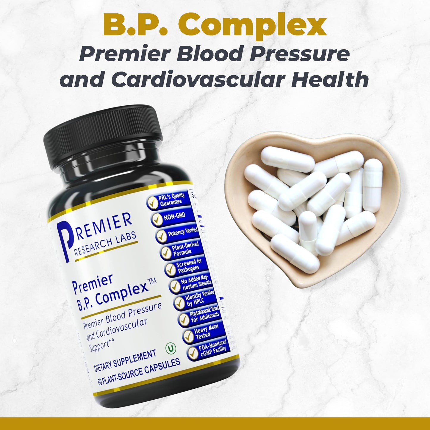 Premier Research Labs Premier BP Complex - Heart Health Supplements, BP Formula, Garlic Allicin Supplement, Natural Herbal BP Support Pills with Reishi & Cayenne Pepper - 60 Vegetarian Capsules Premier Research LabsBuy Supplements Australia