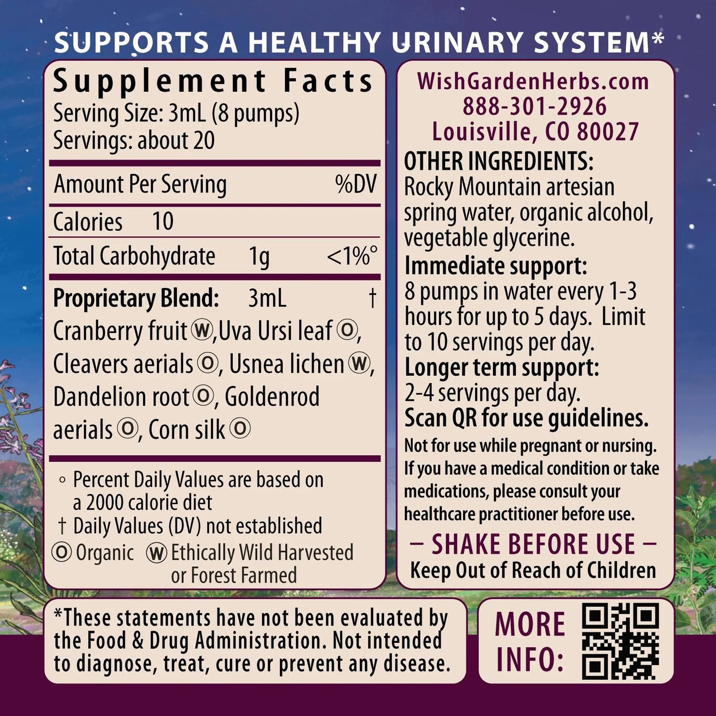WishGarden Herbs Urinary Strength, Liquid Herbal Tincture, Cranberry, Uva Ursi & Usnea, Supports Urinary Tract Health, Eases Discomfort, Promotes Microbial Balance, 4oz WishGardenBuy Supplements Australia