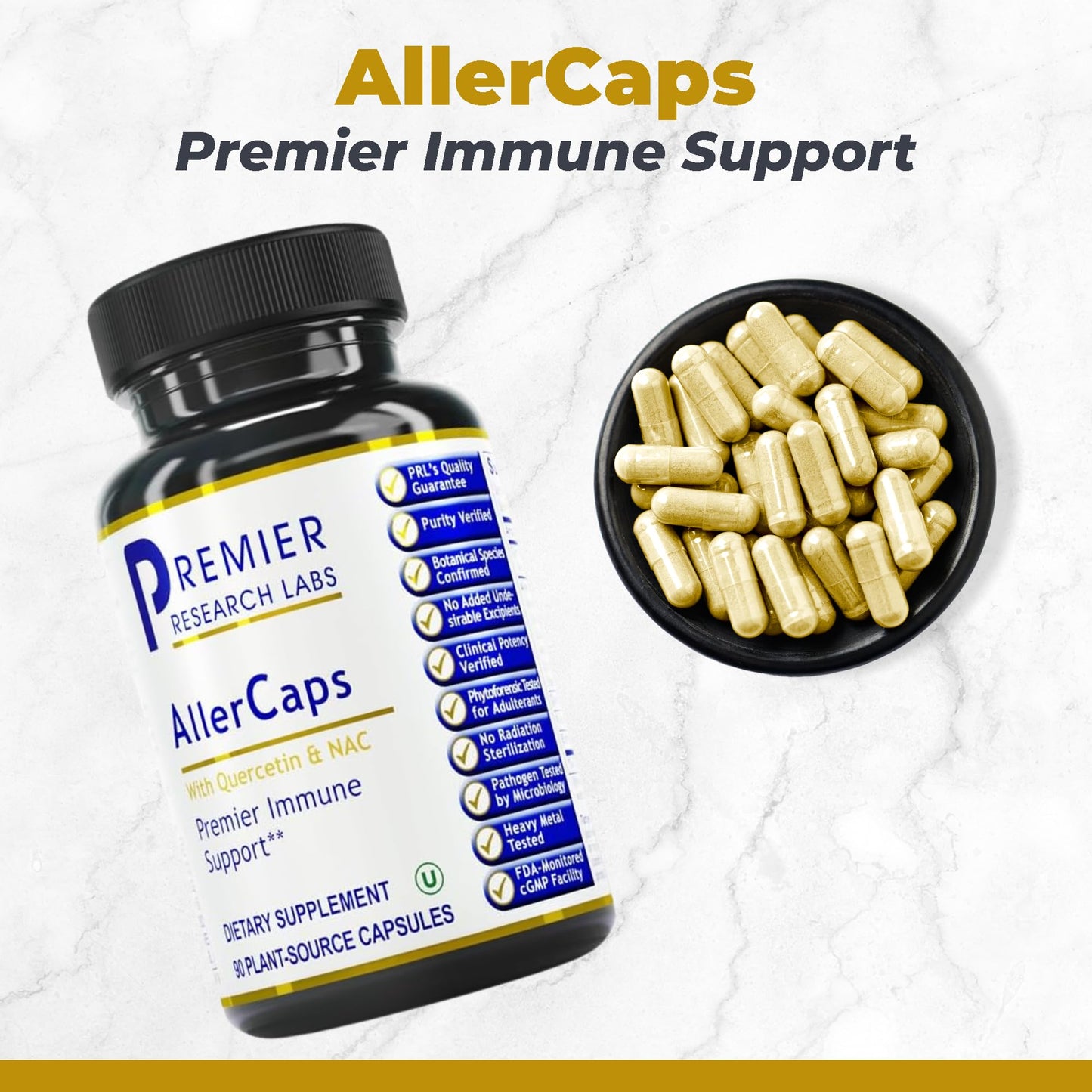 Premier Research Labs AllerCaps - A Lung Health Supplement with NAC/N-Acetyl Cysteine, Featuring Bromelain, Reishi Mushroom & Quertecin, Immune Support Formula - 60 Vegetarian Capsules Premier Research LabsBuy Supplements Australia