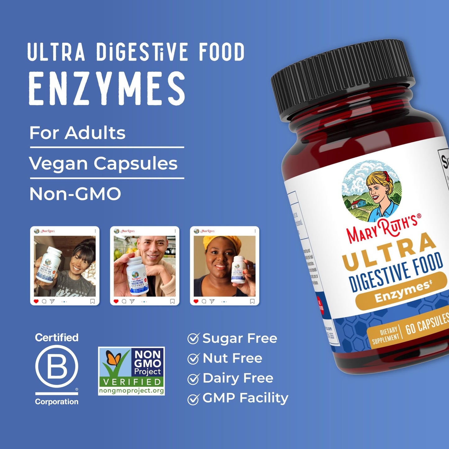 MaryRuth Organics Ultra Digestive Enzymes Capsules | Up to 2 Month Supply | Supplement for Gut Health Support | Digestion & Immune Support